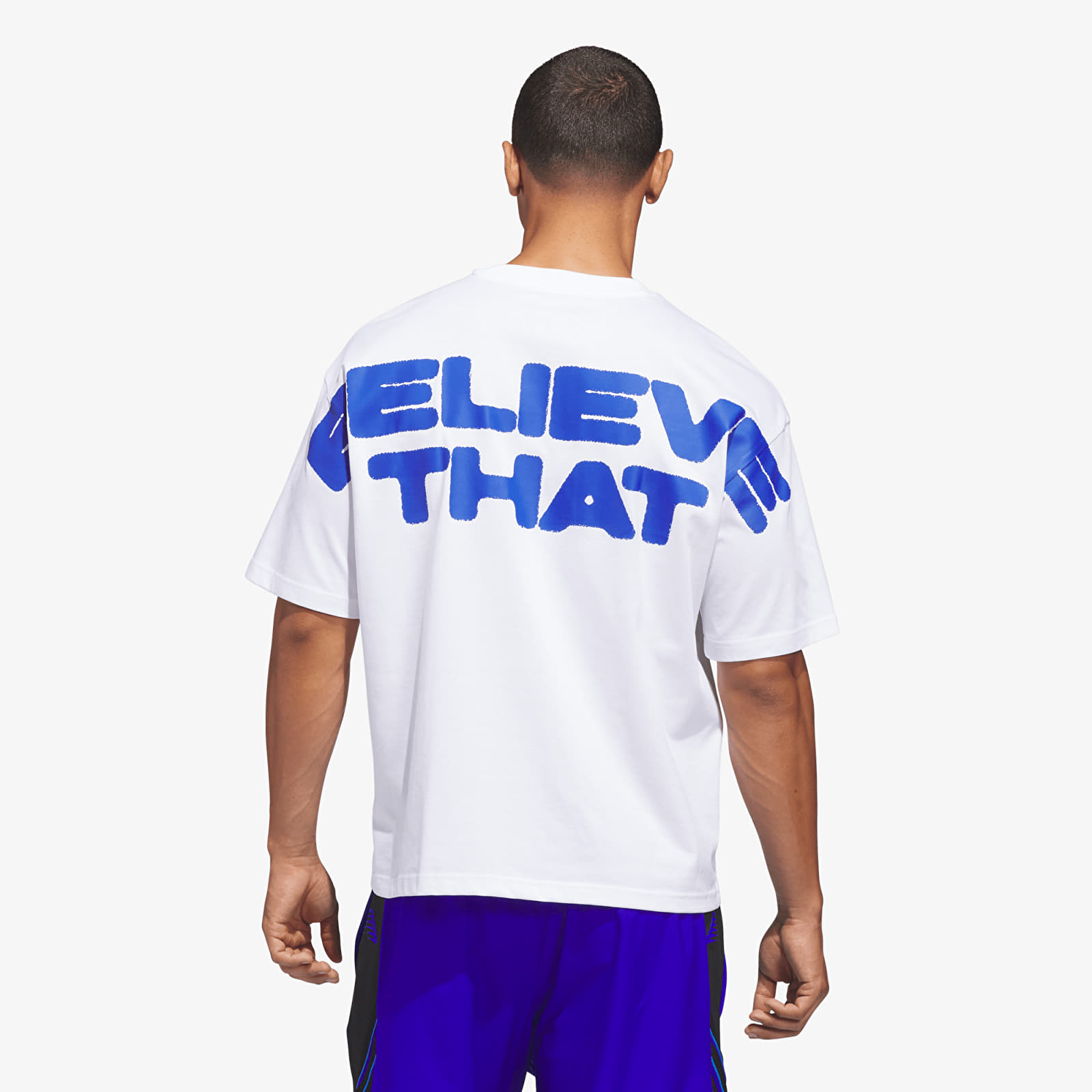 Marškinėliai adidas Anthony Edwards Believe That T-Shirt White/ Lucid Blue