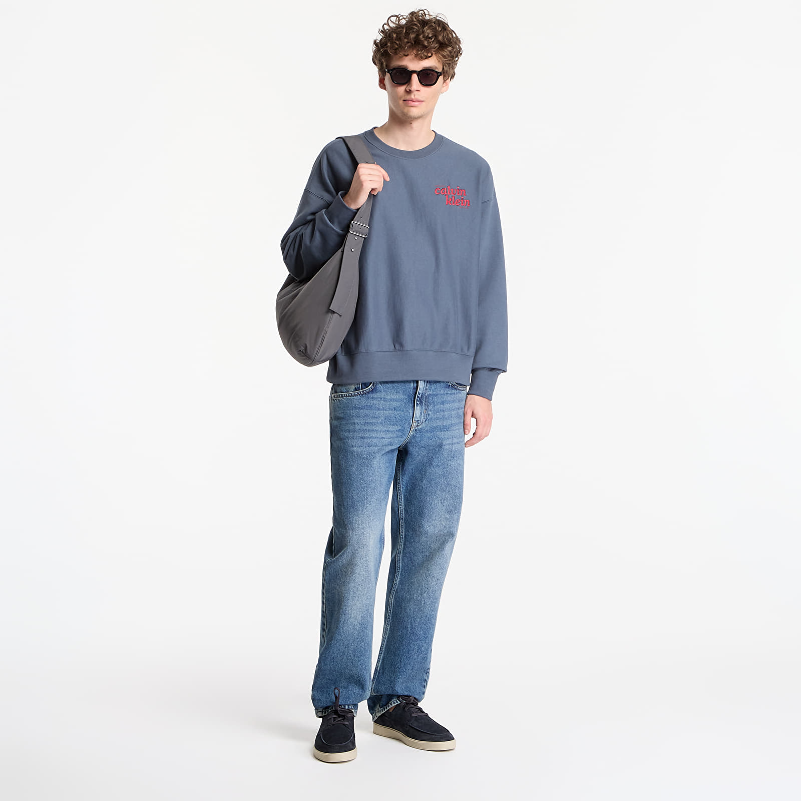 Ανδρικά φούτερ  Calvin Klein Jeans Ls Premium Terry Graphic Crewneck Dark Slate