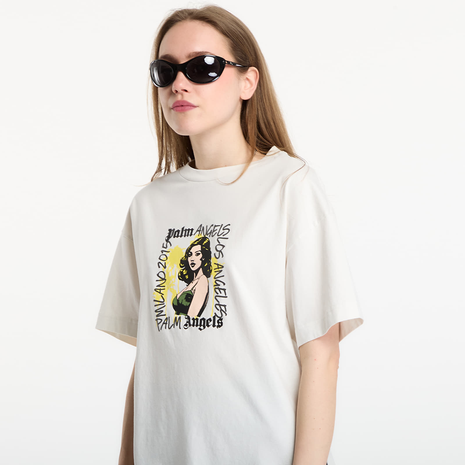 Vyriški marškinėliai Palm Angels Pinup Regular T-Shirt UNISEX White/ Green