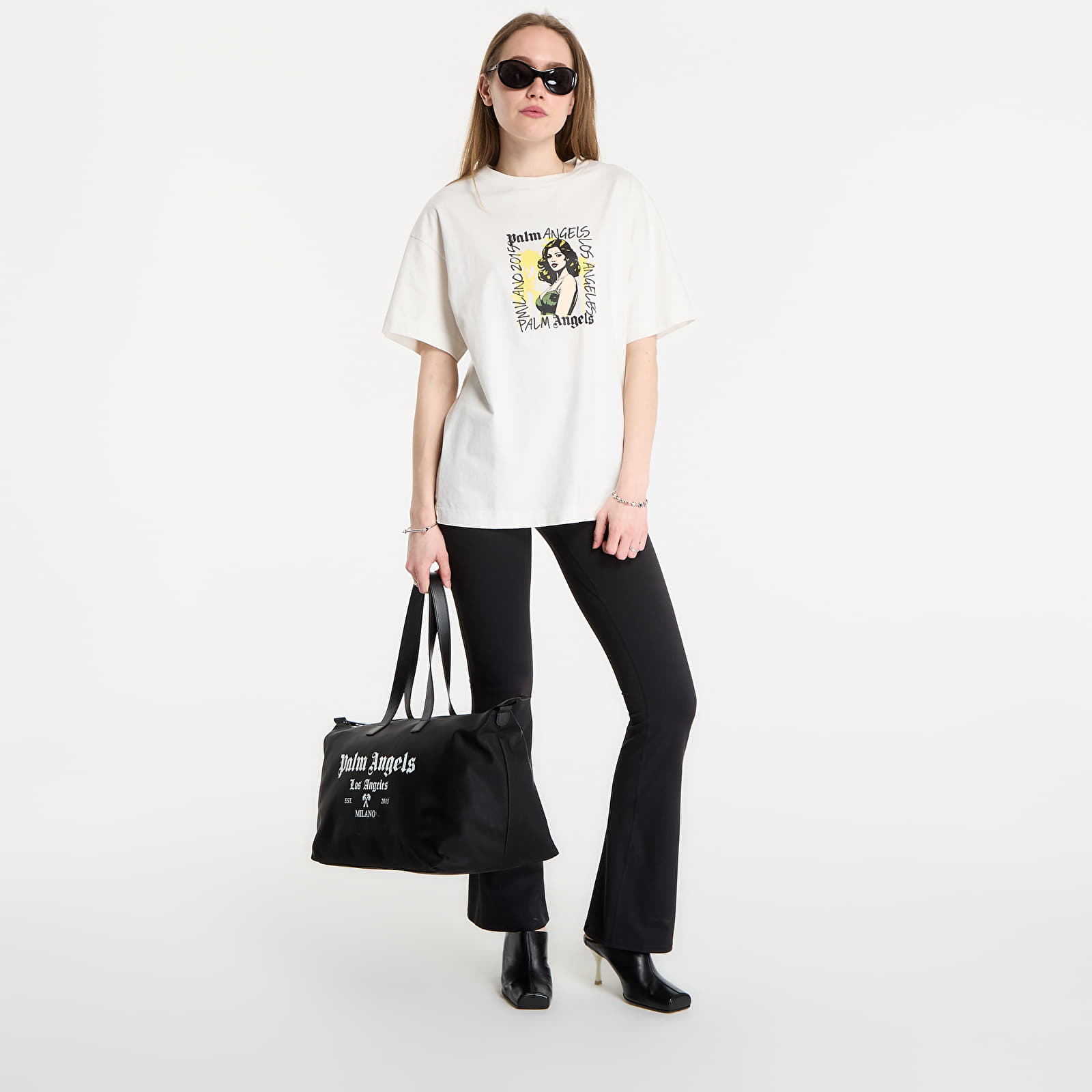 Vyriški marškinėliai Palm Angels Pinup Regular T-Shirt UNISEX White/ Green