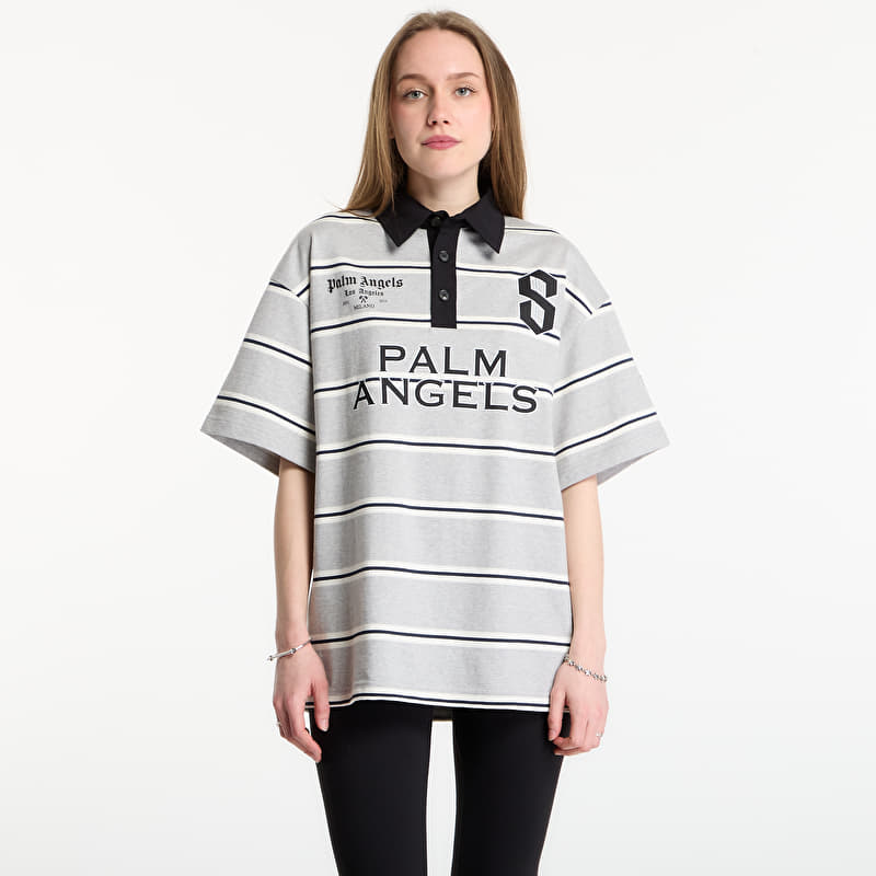 Tričko Palm Angels Palm Sport Stripes Polo S/S UNISEX Navy Blue/ White