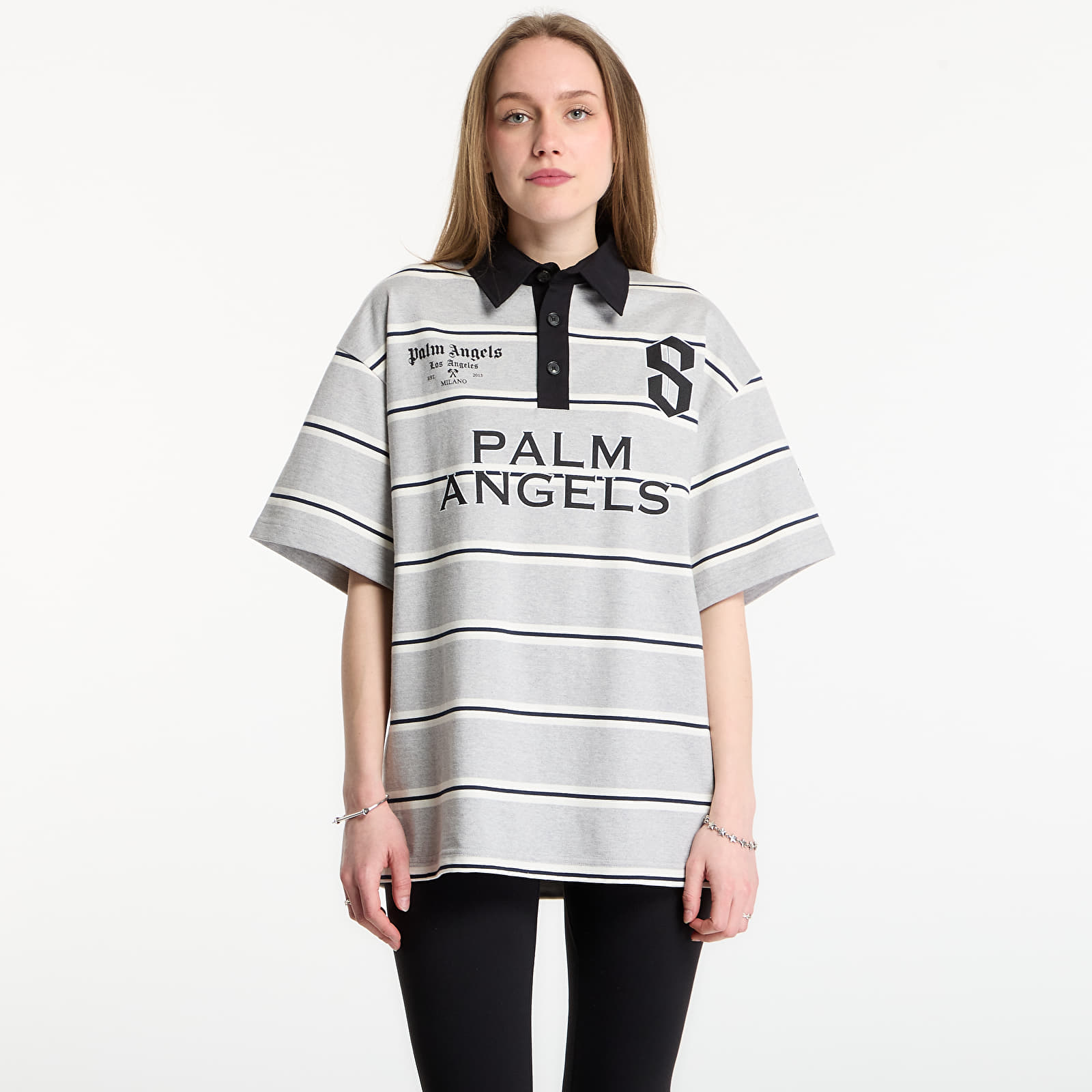Pánská trička Palm Angels Palm Sport Stripes Polo S/S UNISEX Navy Blue/ White