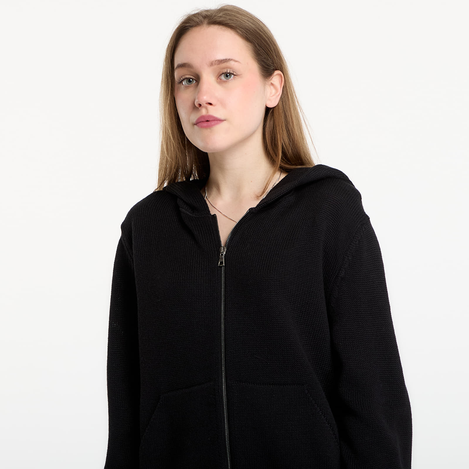 Hettegensere for menn Palm Angels Curved Logo Knit Hoodie UNISEX Black/ Off White