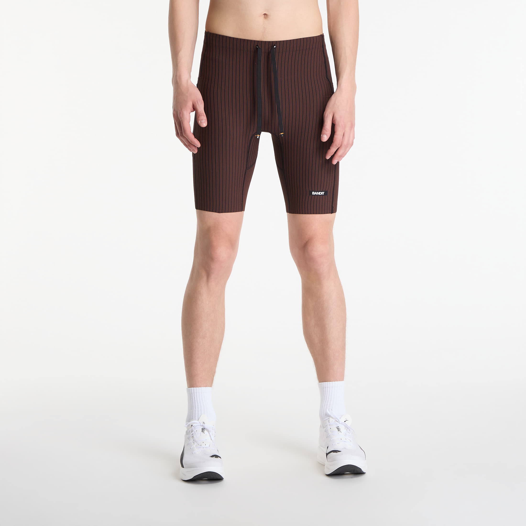 Levně Legíny BANDIT Men's Striped Cadence™ 7 Pocket Lined Half Tights Cacao/ Black L