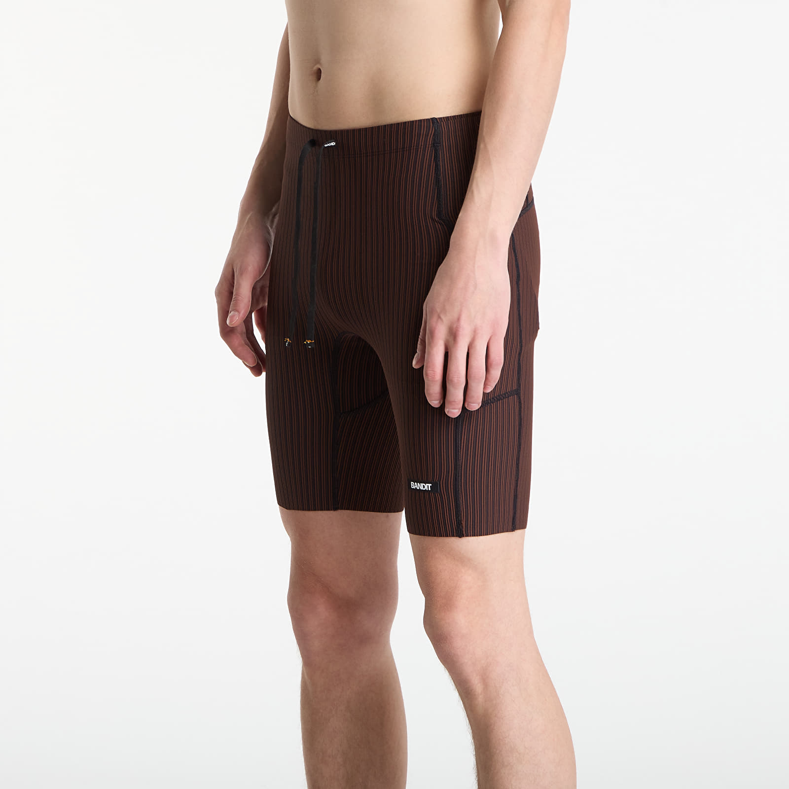 Leggings para homem BANDIT Men's Striped Cadence™ 7 Pocket Lined Half Tights Cacao/ Black