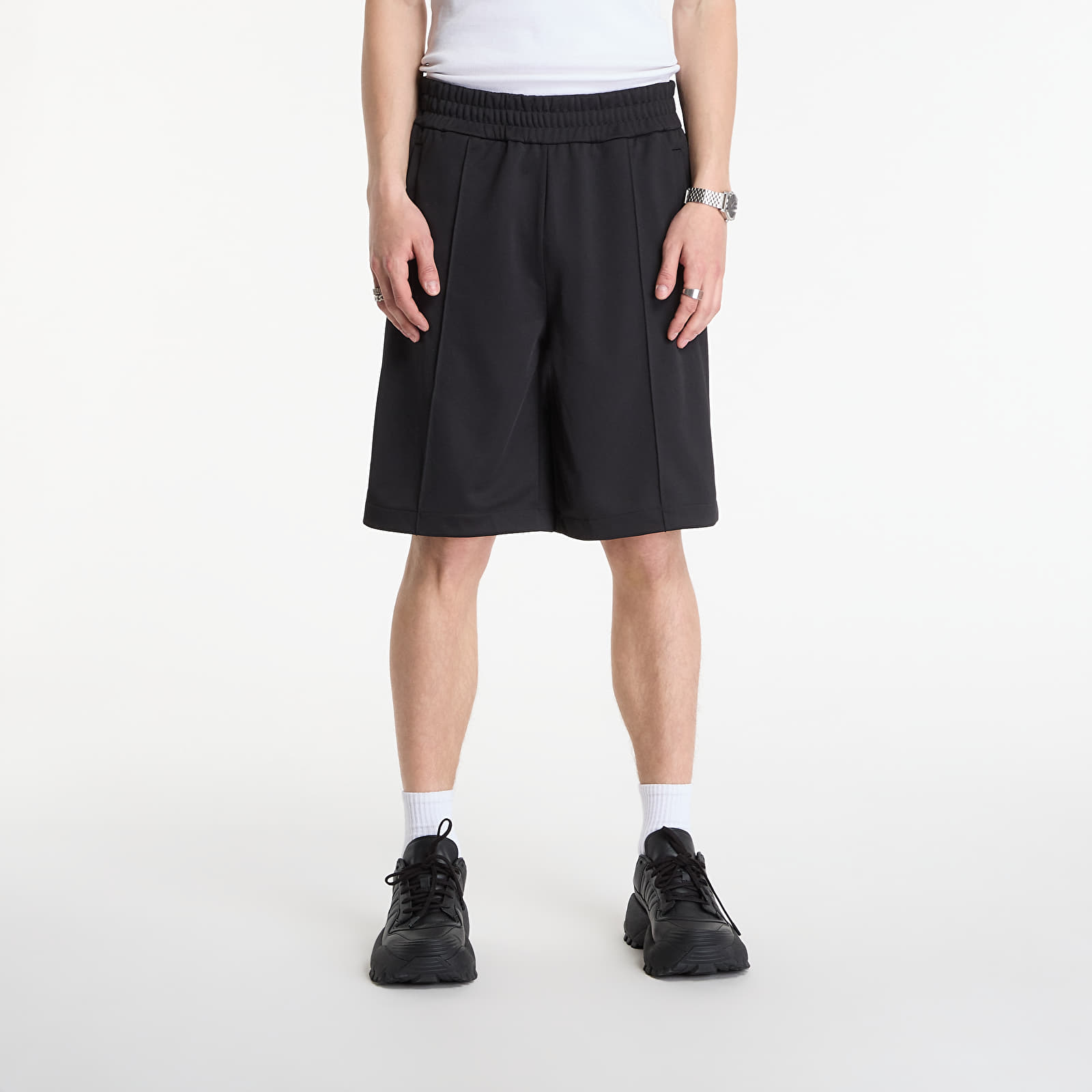 Korte broeken Palm Angels Back Curved Logo Track Shorts Black/ Off White