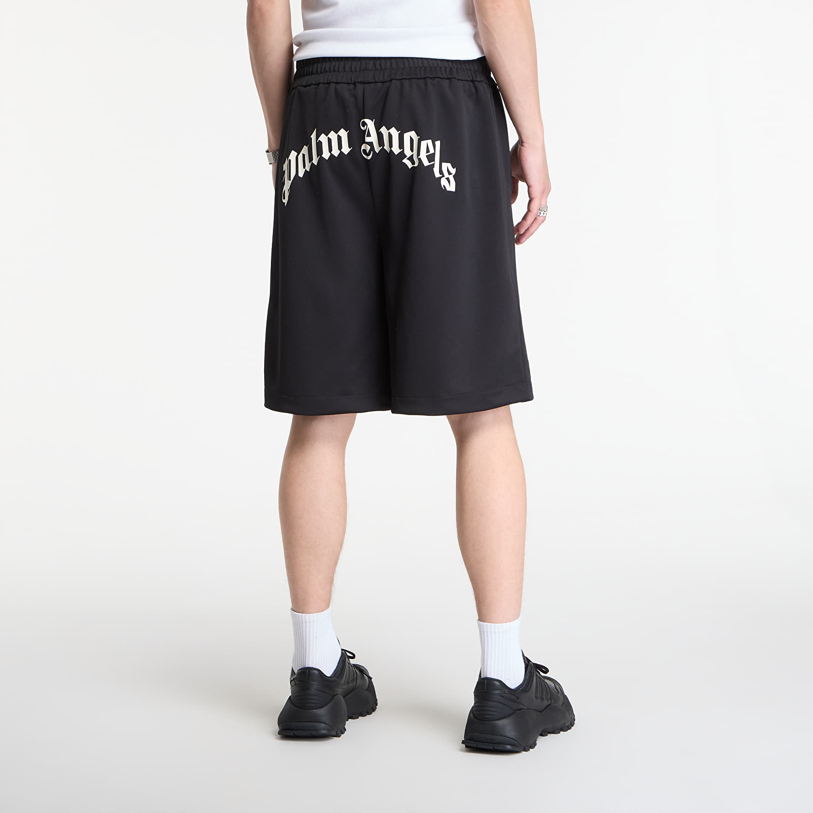 Korte broeken Palm Angels Back Curved Logo Track Shorts Black/ Off White