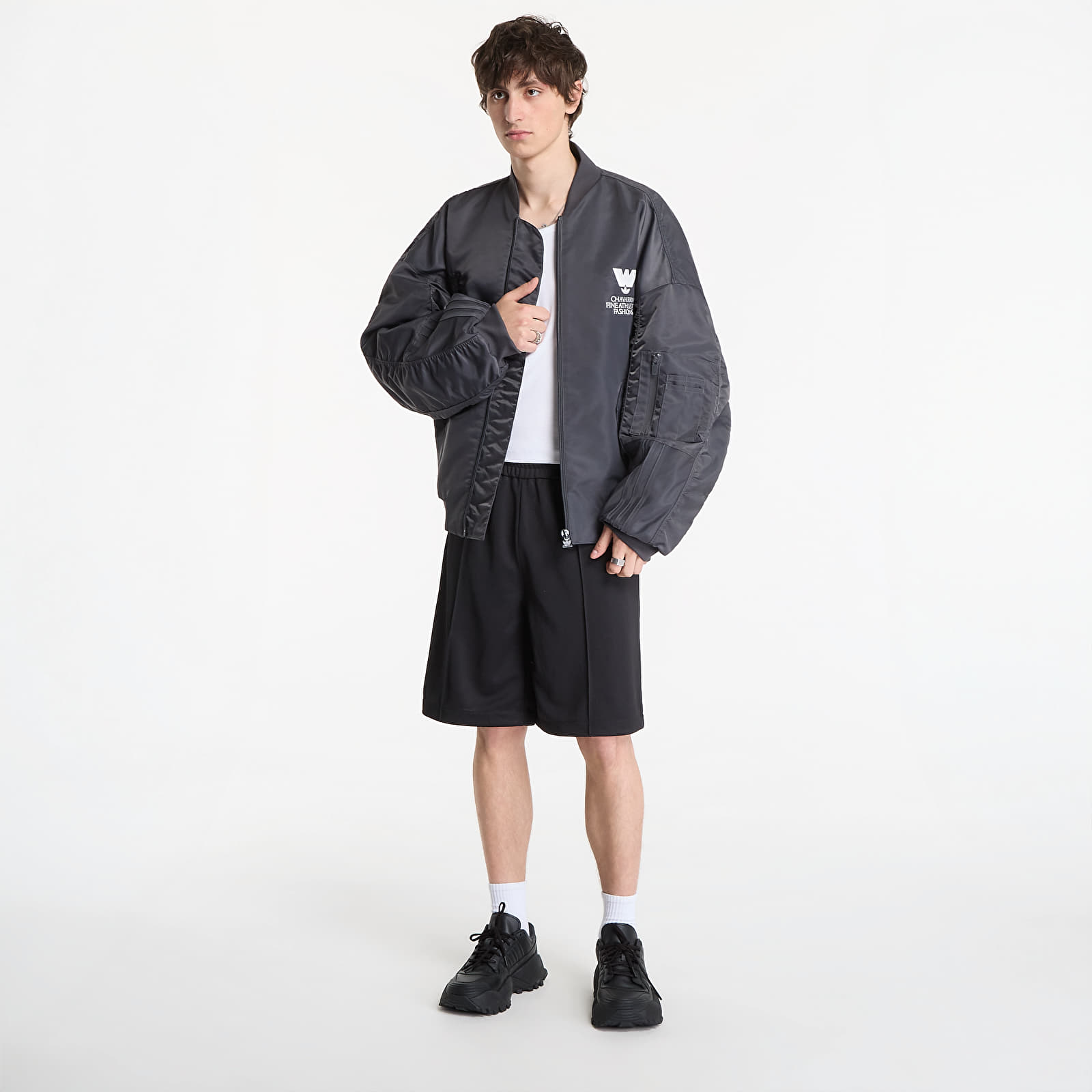 Korte broeken Palm Angels Back Curved Logo Track Shorts Black/ Off White