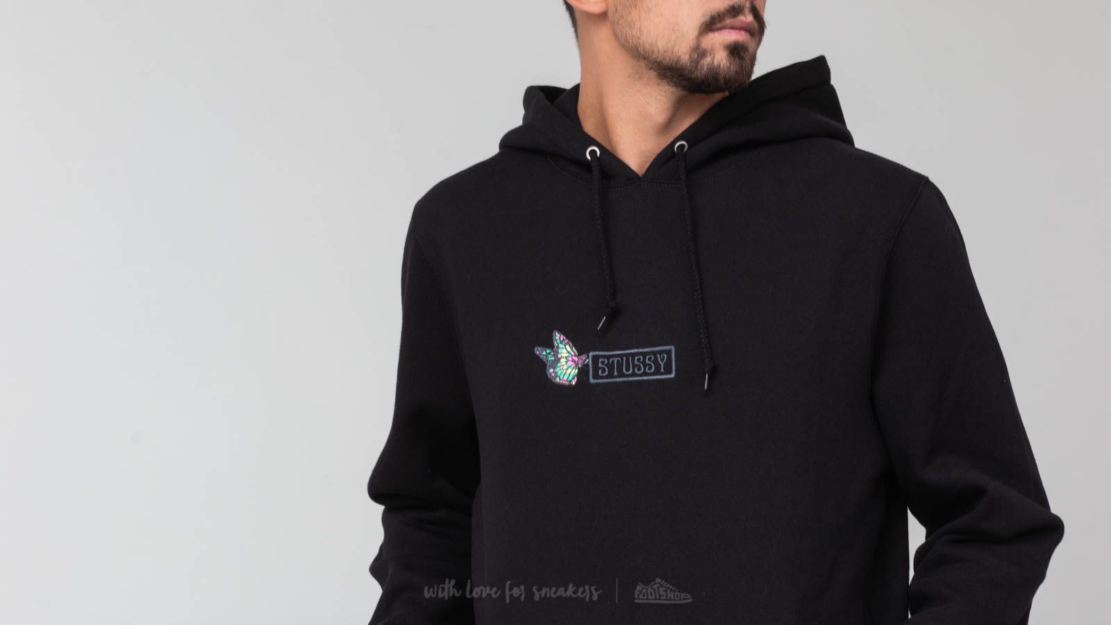 Stussy butterfly sales hoodie black