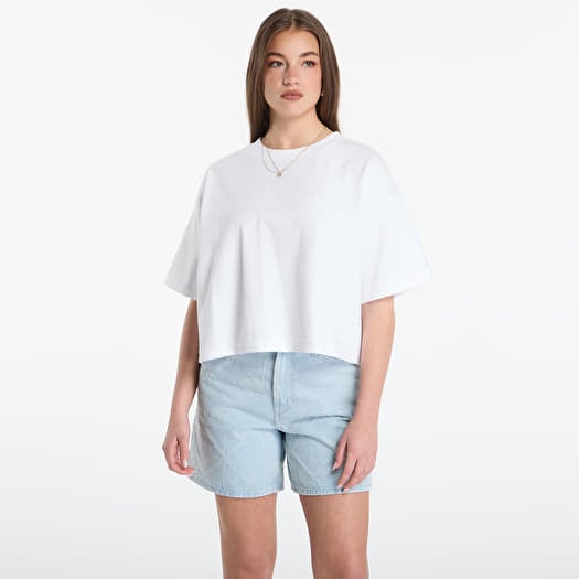 Tricou Calvin Klein Jeans Ss Cropped Boxy Satin Floral Tee Bright White
