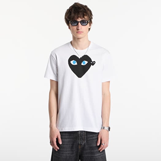 T-skjorte Comme des Garçons PLAY T-Shirt Black Emblem Knit UNISEX White