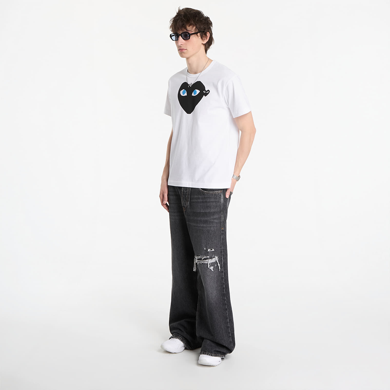 Majice T-shirt Comme des Garçons PLAY T-Shirt Black Emblem Knit UNISEX White