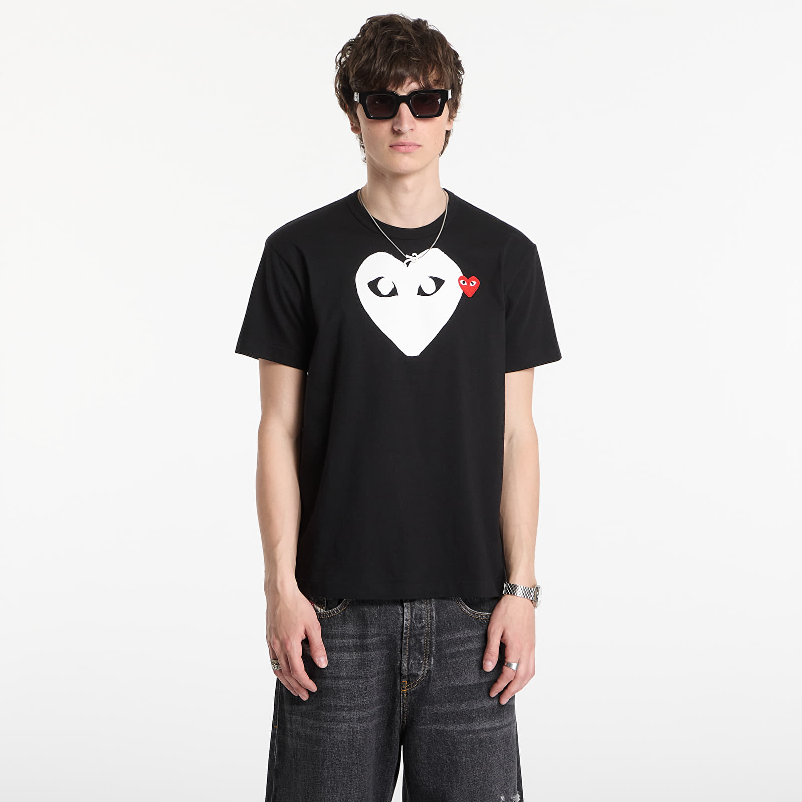 T-paidat Comme des Garçons PLAY T-Shirt Red Emblem Knit UNISEX Black