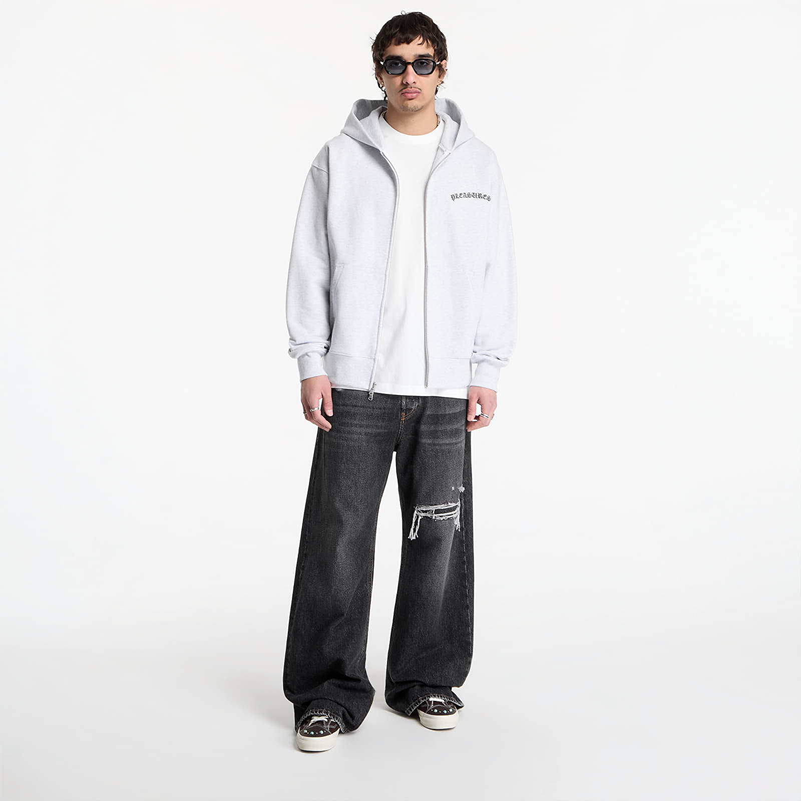 Hoodies och sweatshirts PLEASURES Neural Zip Hoodie Heather