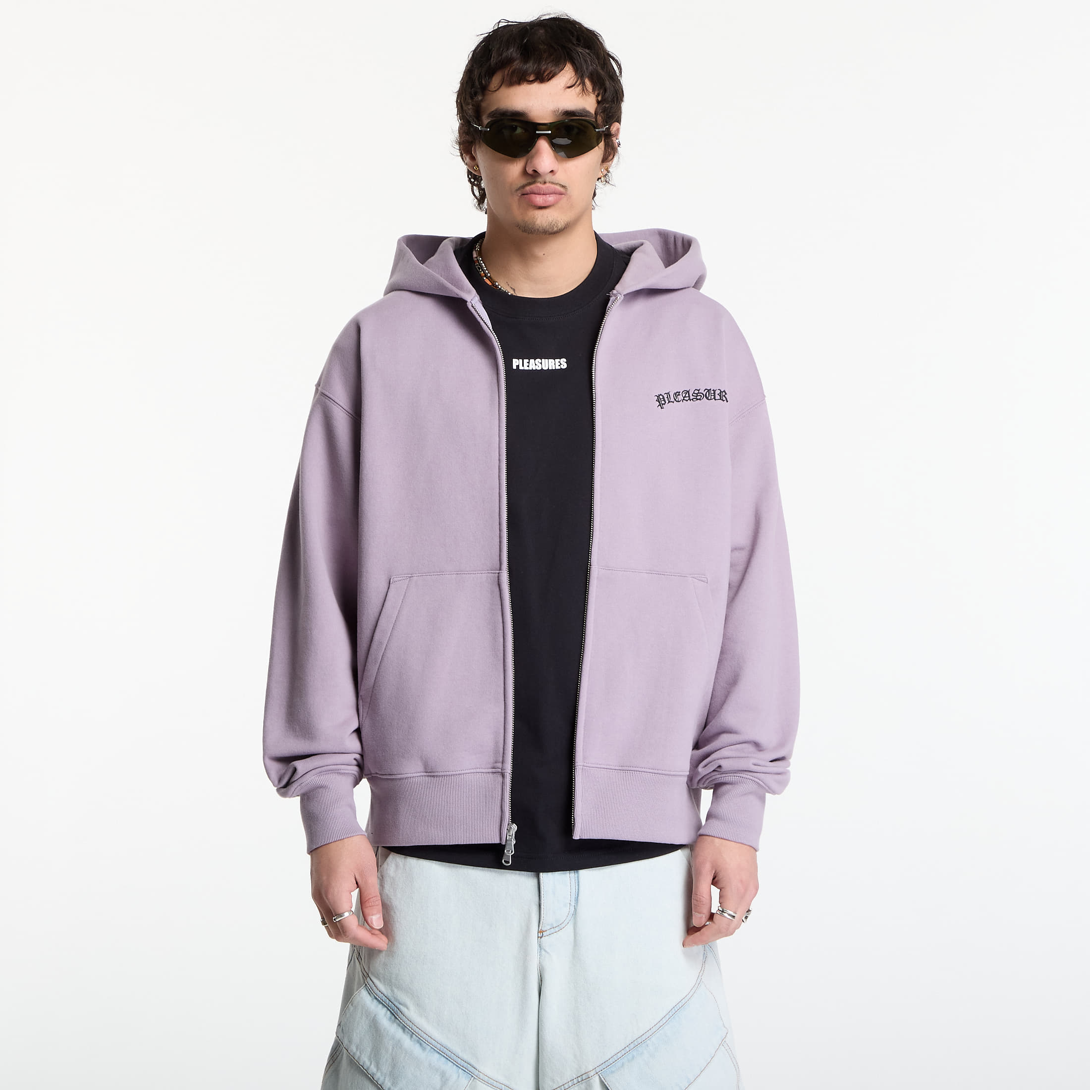 Levně Mikina PLEASURES Neural Zip Hoodie Lilac L