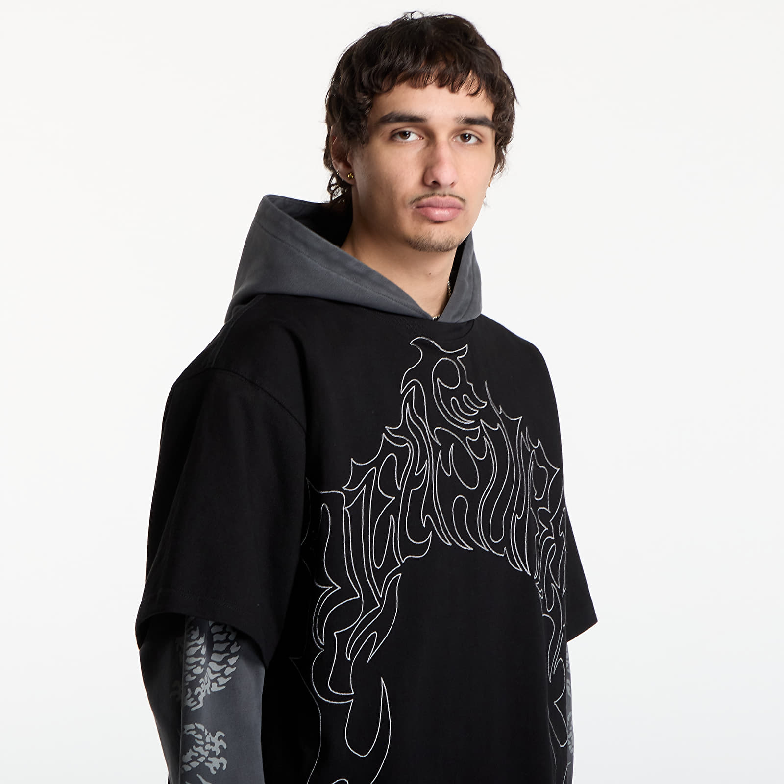 Sweatjacken und Sweatshirts PLEASURES Dragon Layered Hoodie Faded Black