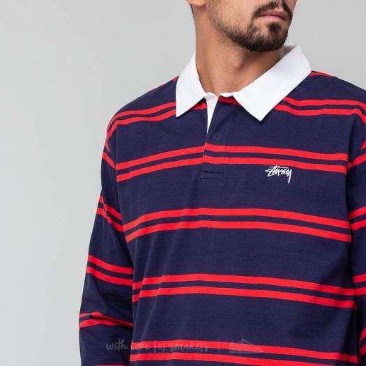 T-shirts Stüssy Desmond Stripe Longsleeve Rugby Navy | Footshop