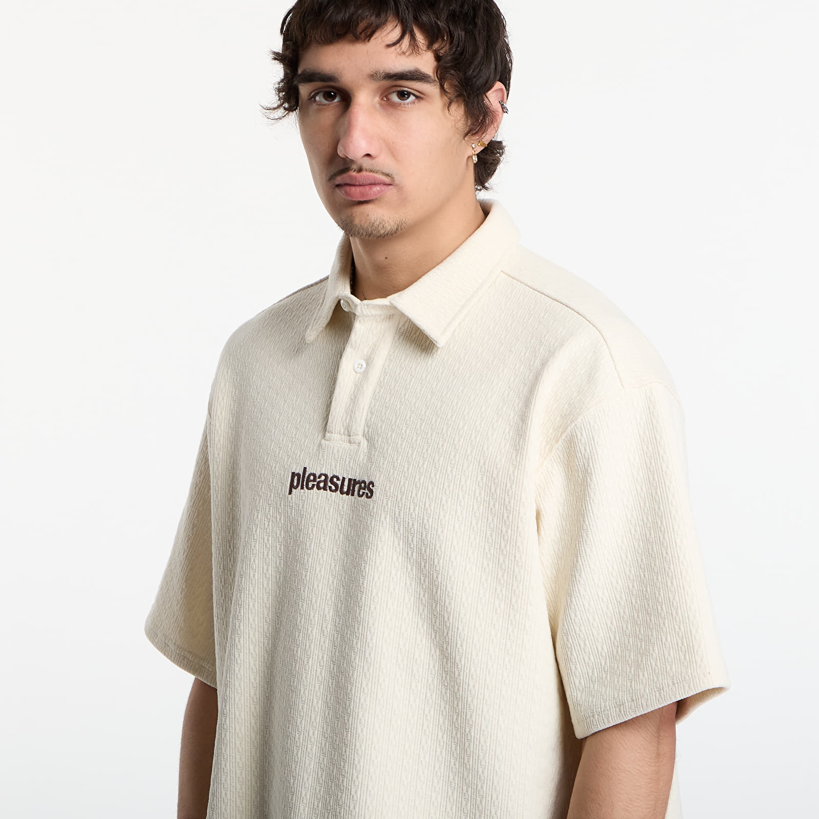 T-skjorter PLEASURES Cable Polo Ecru