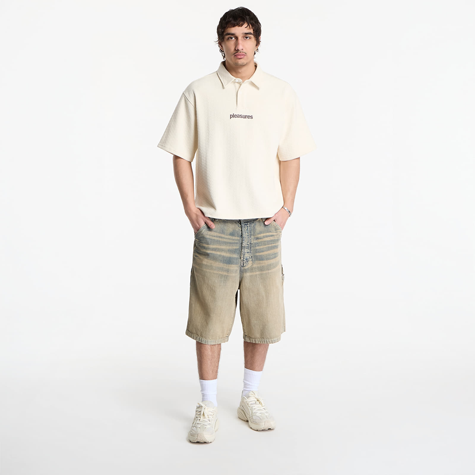 T-skjorter PLEASURES Cable Polo Ecru