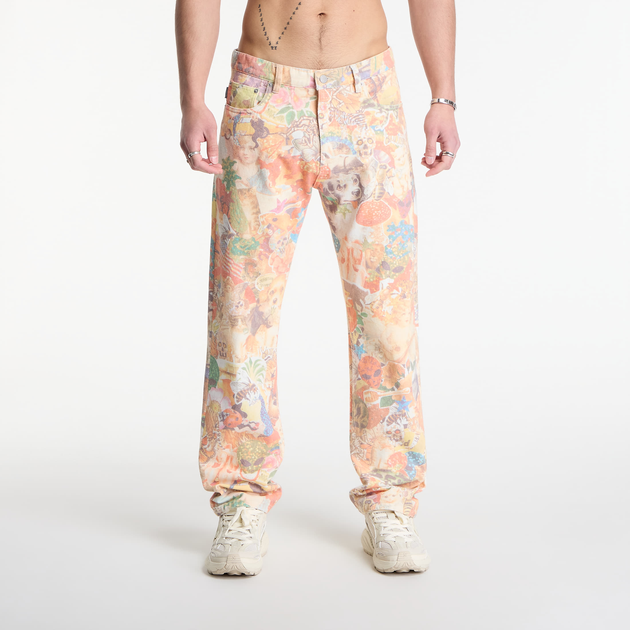 Levně Džíny PLEASURES Stickers Straight Leg Jeans Multi 28