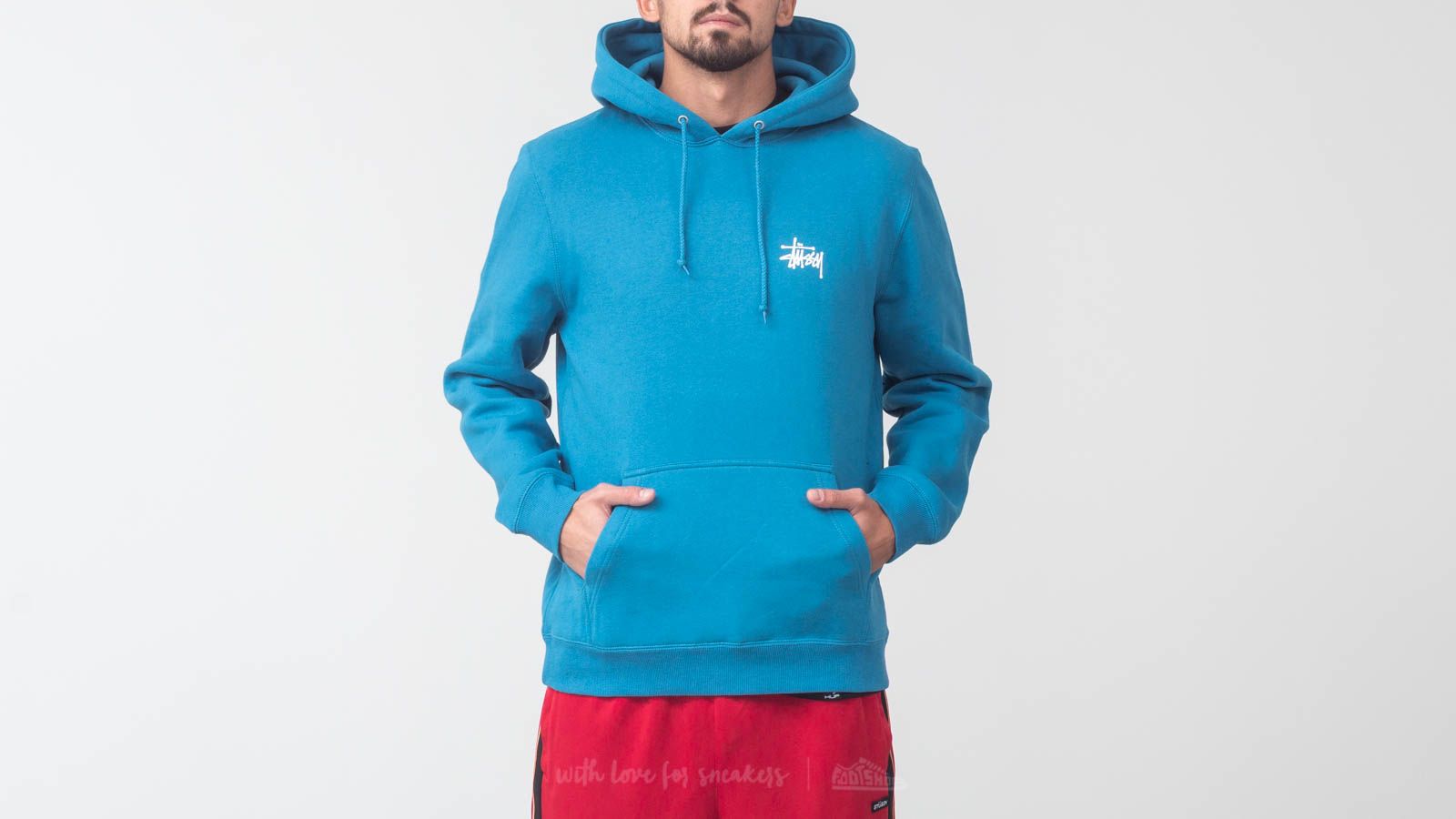 Mikiny Stüssy Basic Hoodie Ocean