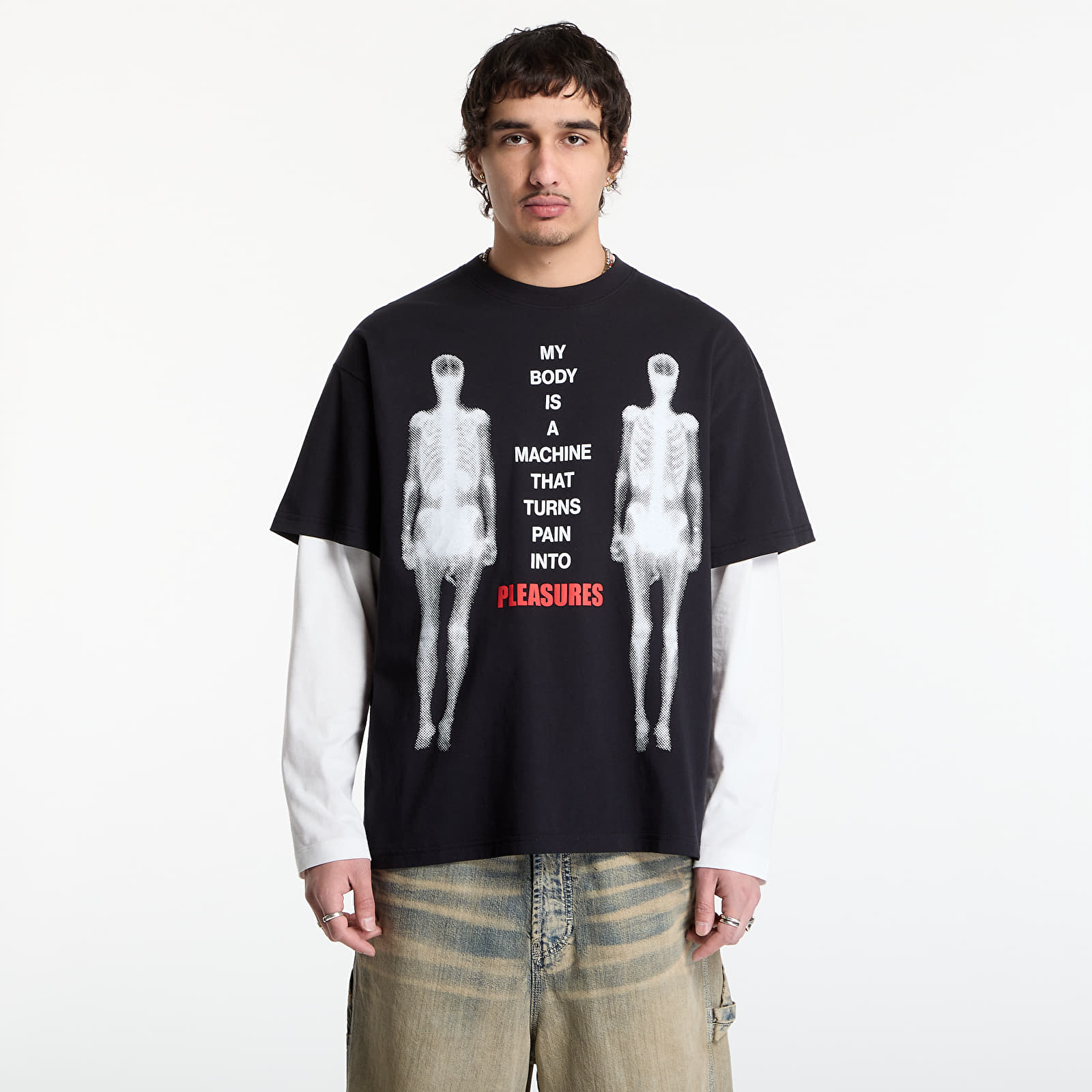 Marškinėliai PLEASURES Machine T-Shirt Black