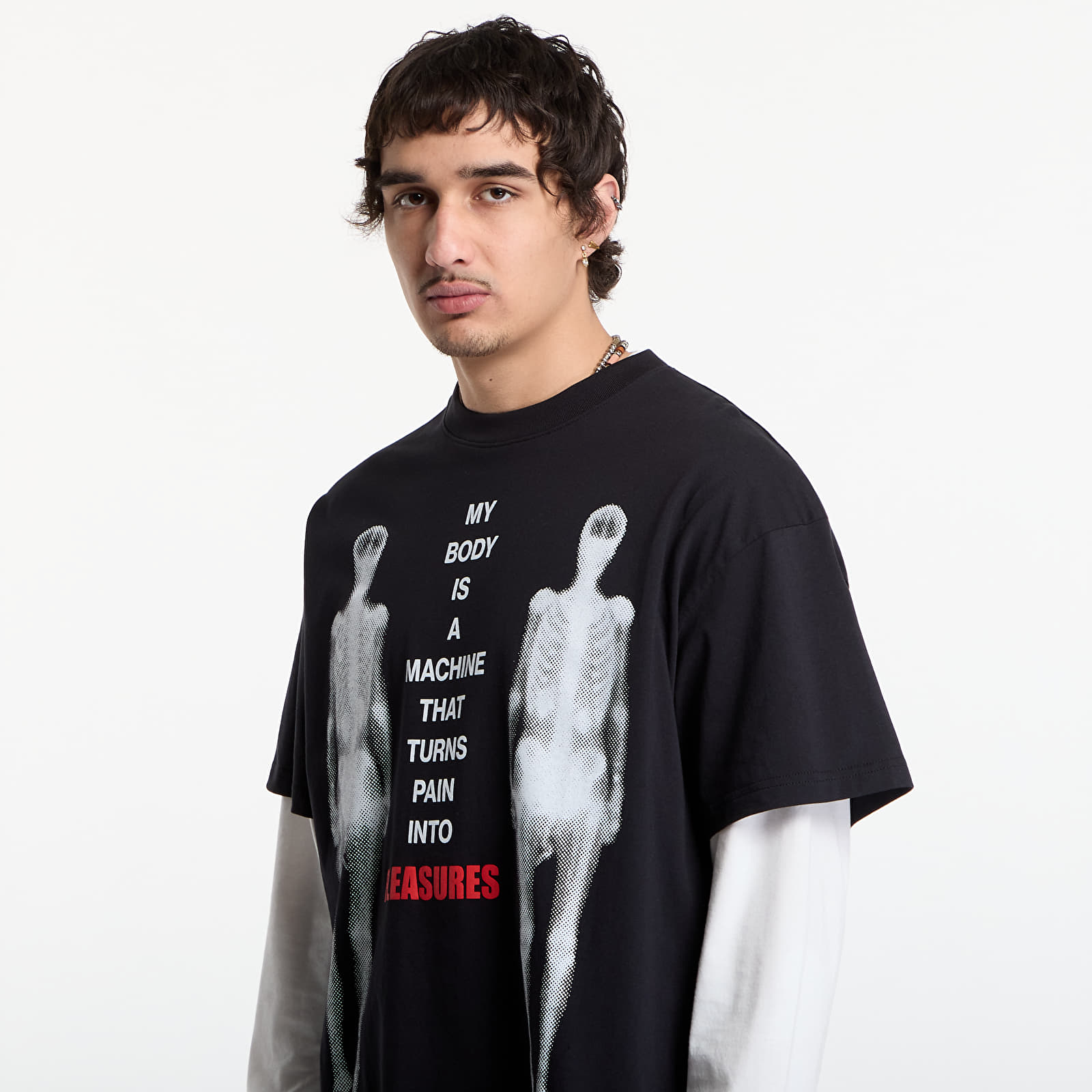 Marškinėliai PLEASURES Machine T-Shirt Black