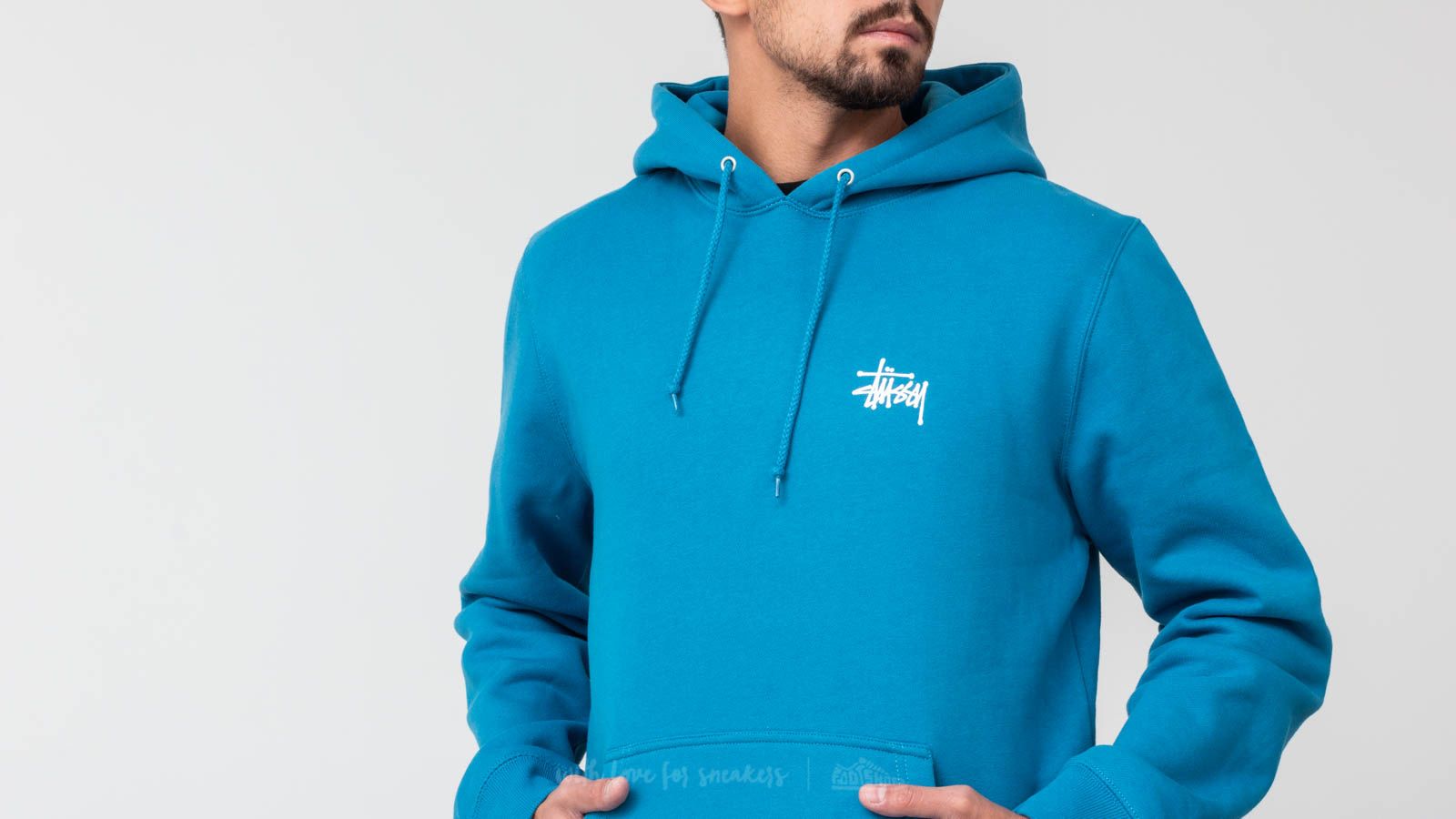 Mikiny Stüssy Basic Hoodie Ocean