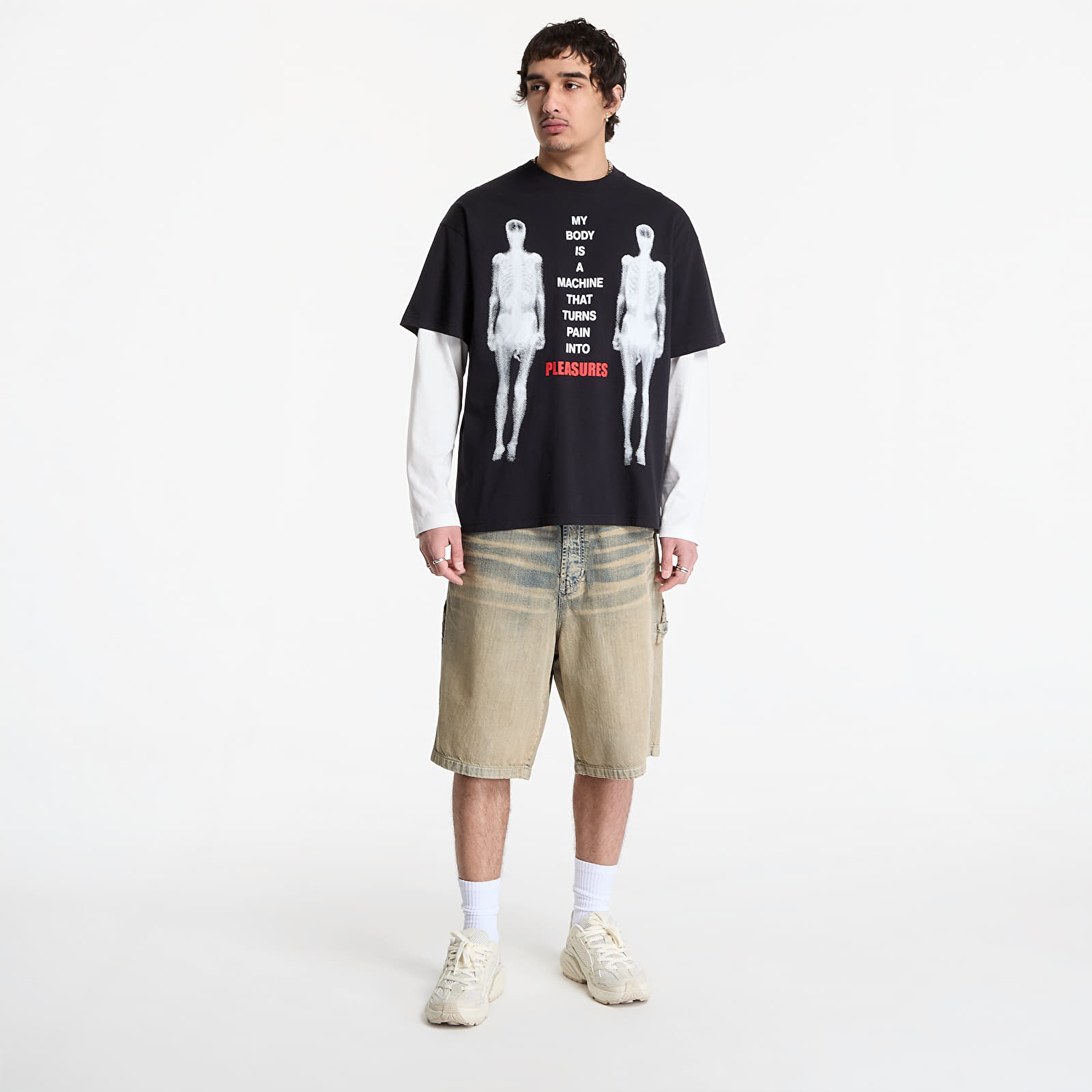 Marškinėliai PLEASURES Machine T-Shirt Black