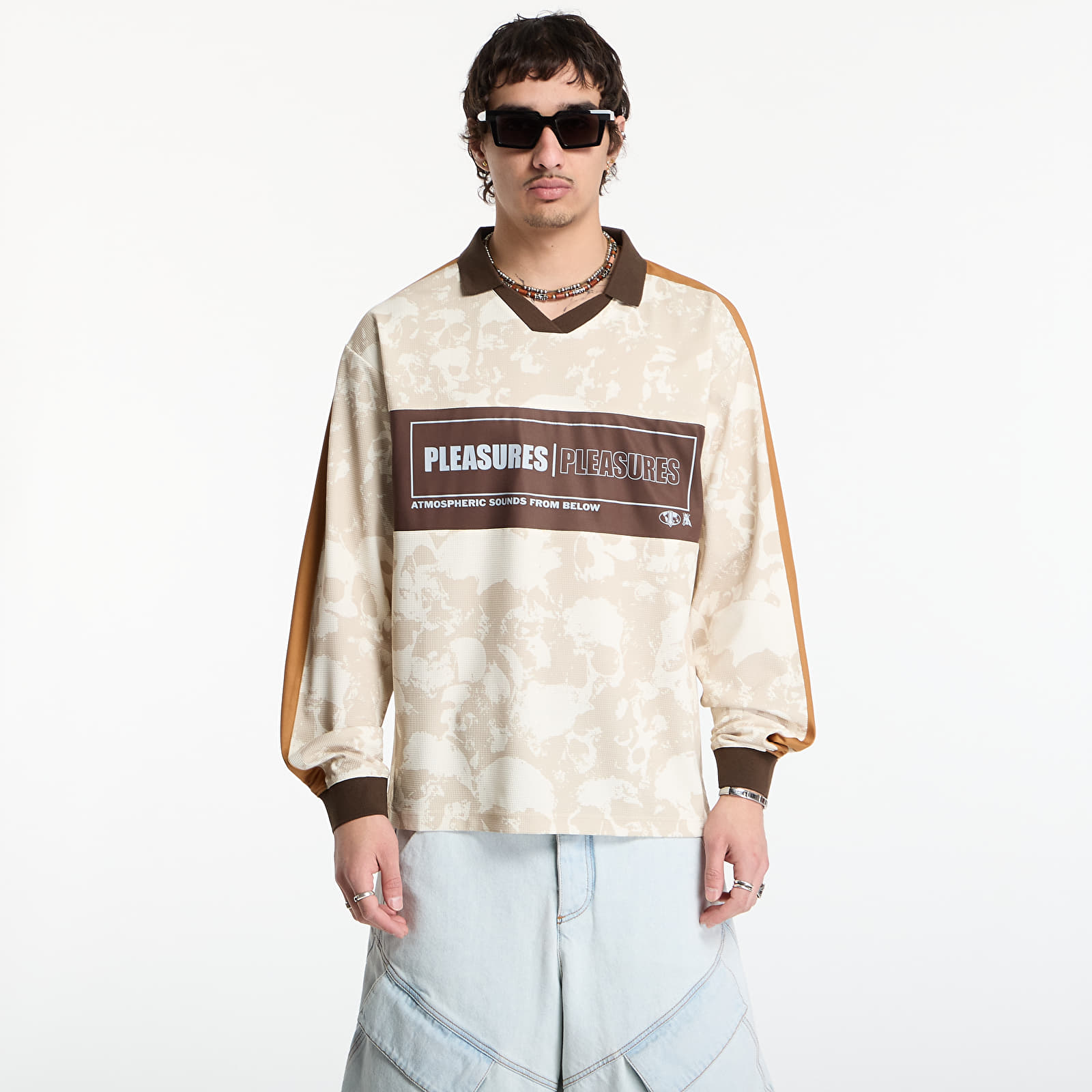 Trička PLEASURES Despair Long Sleeve Jersey Ecru