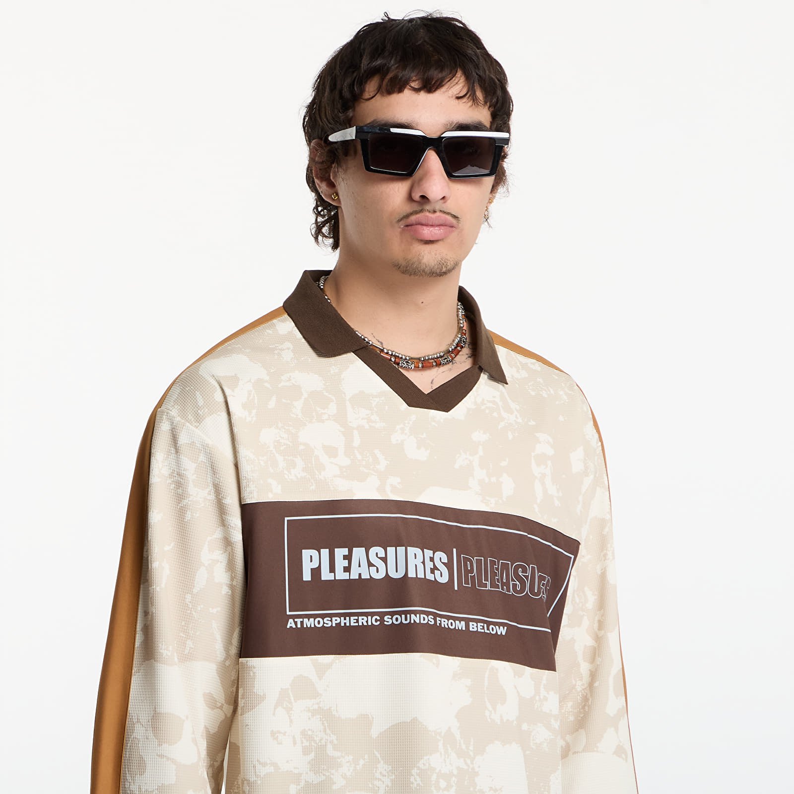 Trička PLEASURES Despair Long Sleeve Jersey Ecru