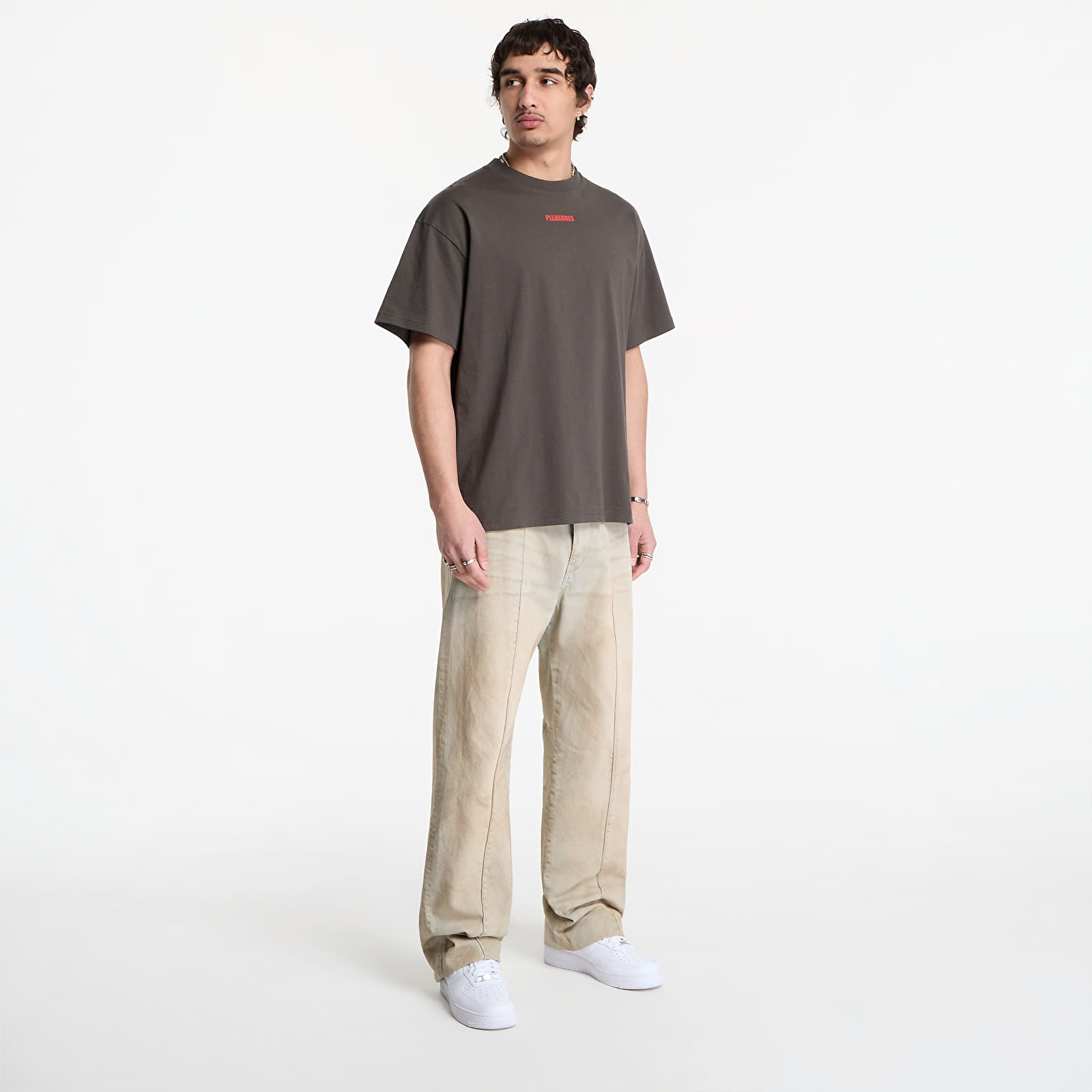 T-shirts PLEASURES Wordmark T-Shirt Charcoal