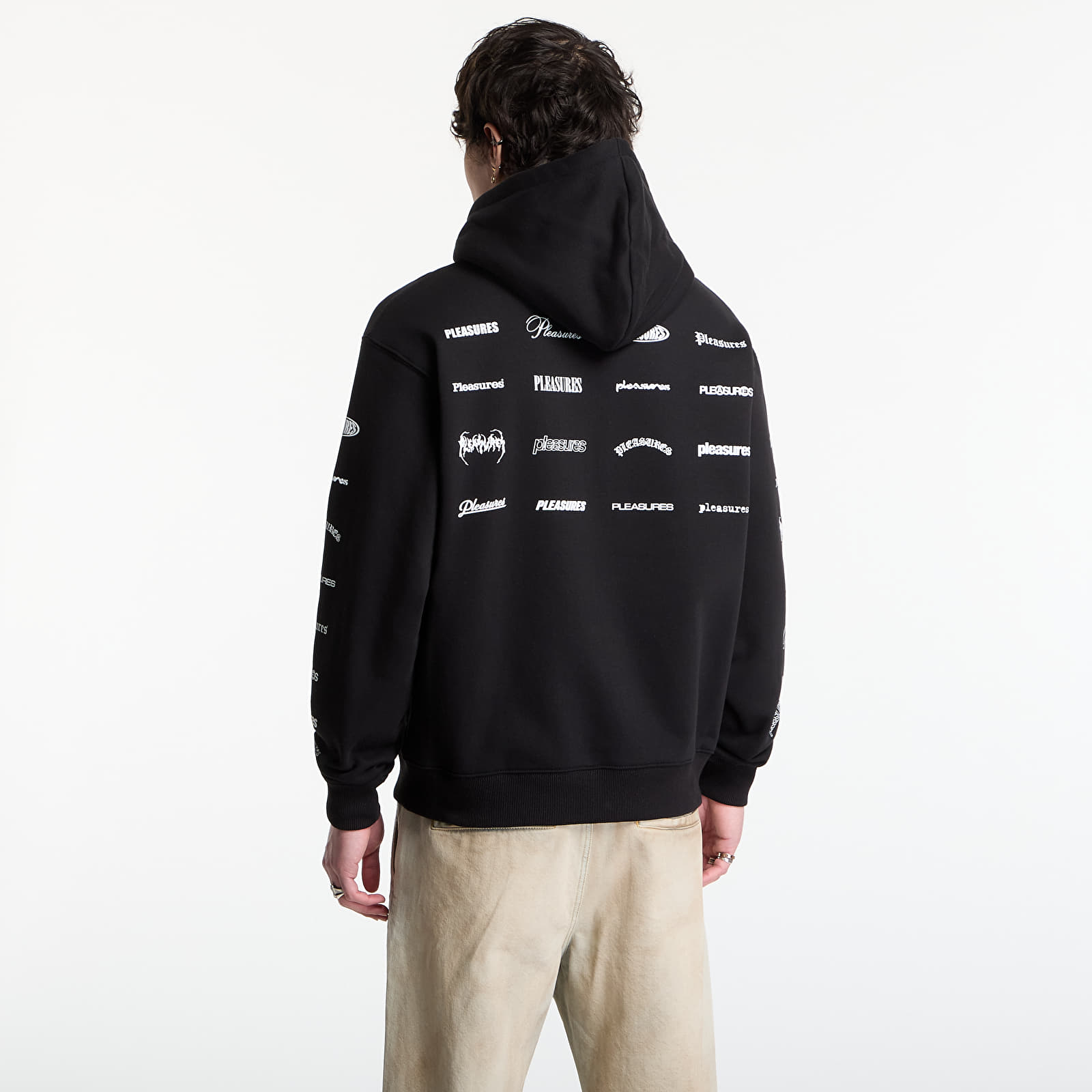 Džemperiai su gobtuvais ir džemperiai PLEASURES Woodmark Zip Hoodie Black