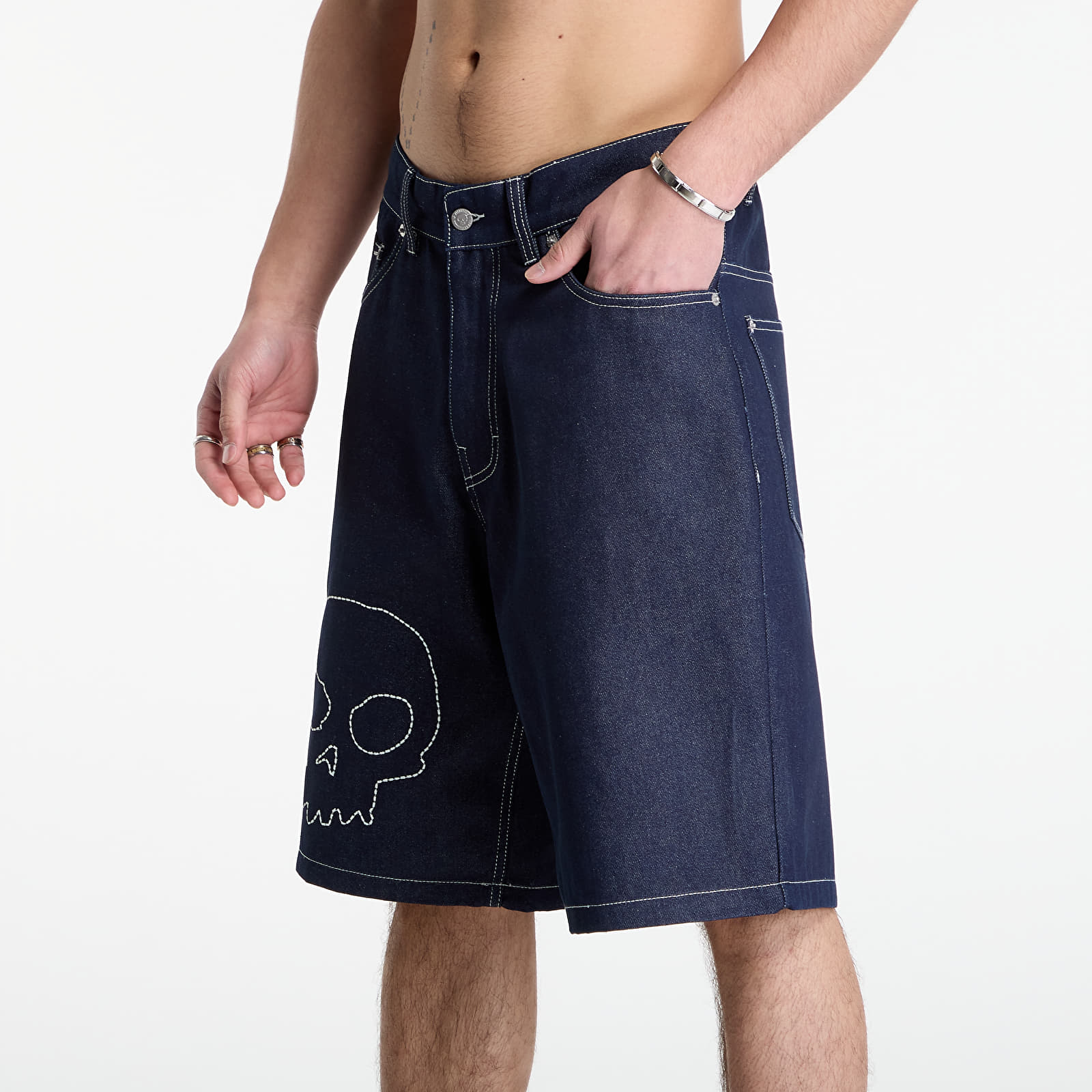 Kraťasy PLEASURES Skull Jorts Raw