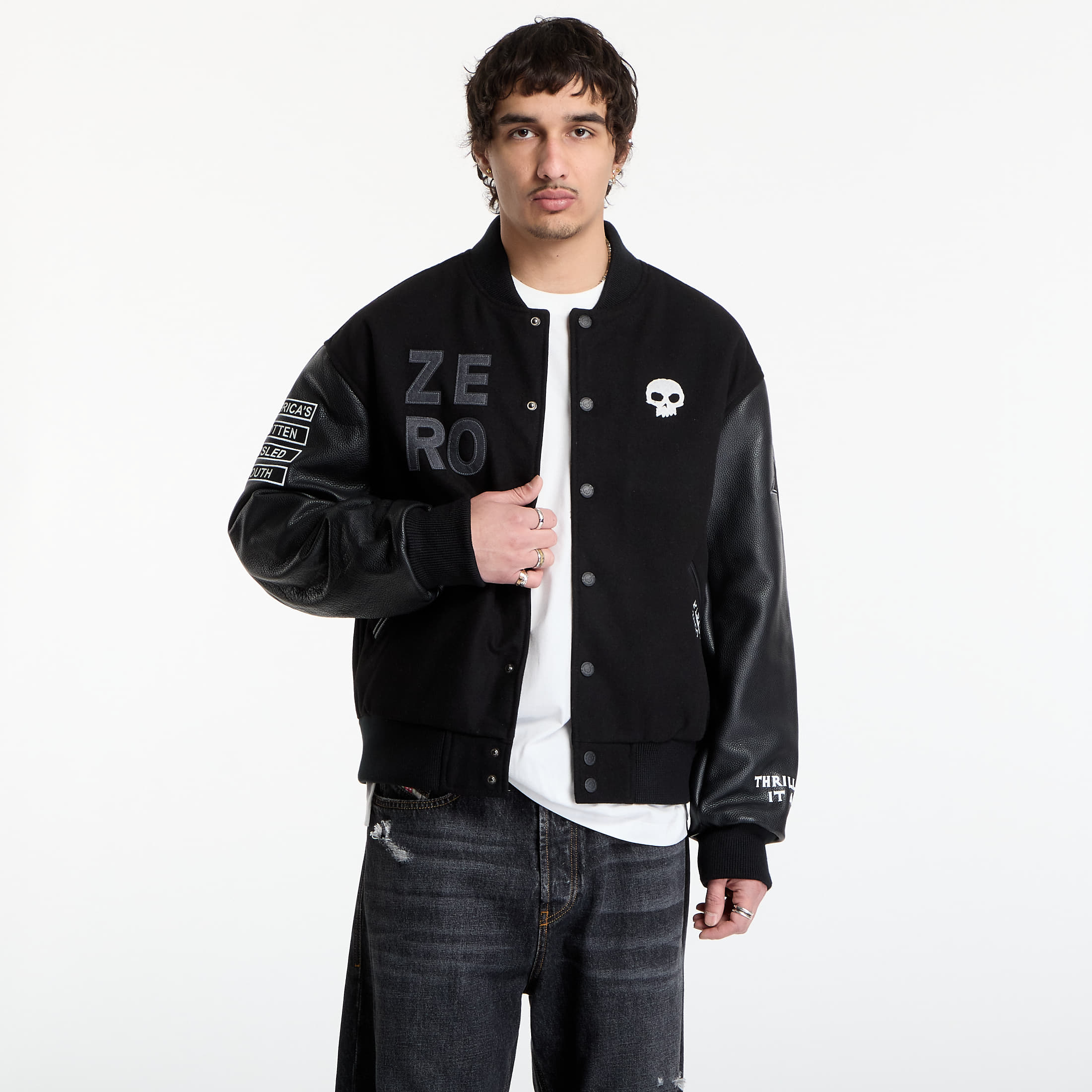 Levně Bomber PLEASURES Zero Pleasures Varsity Jacket Black L