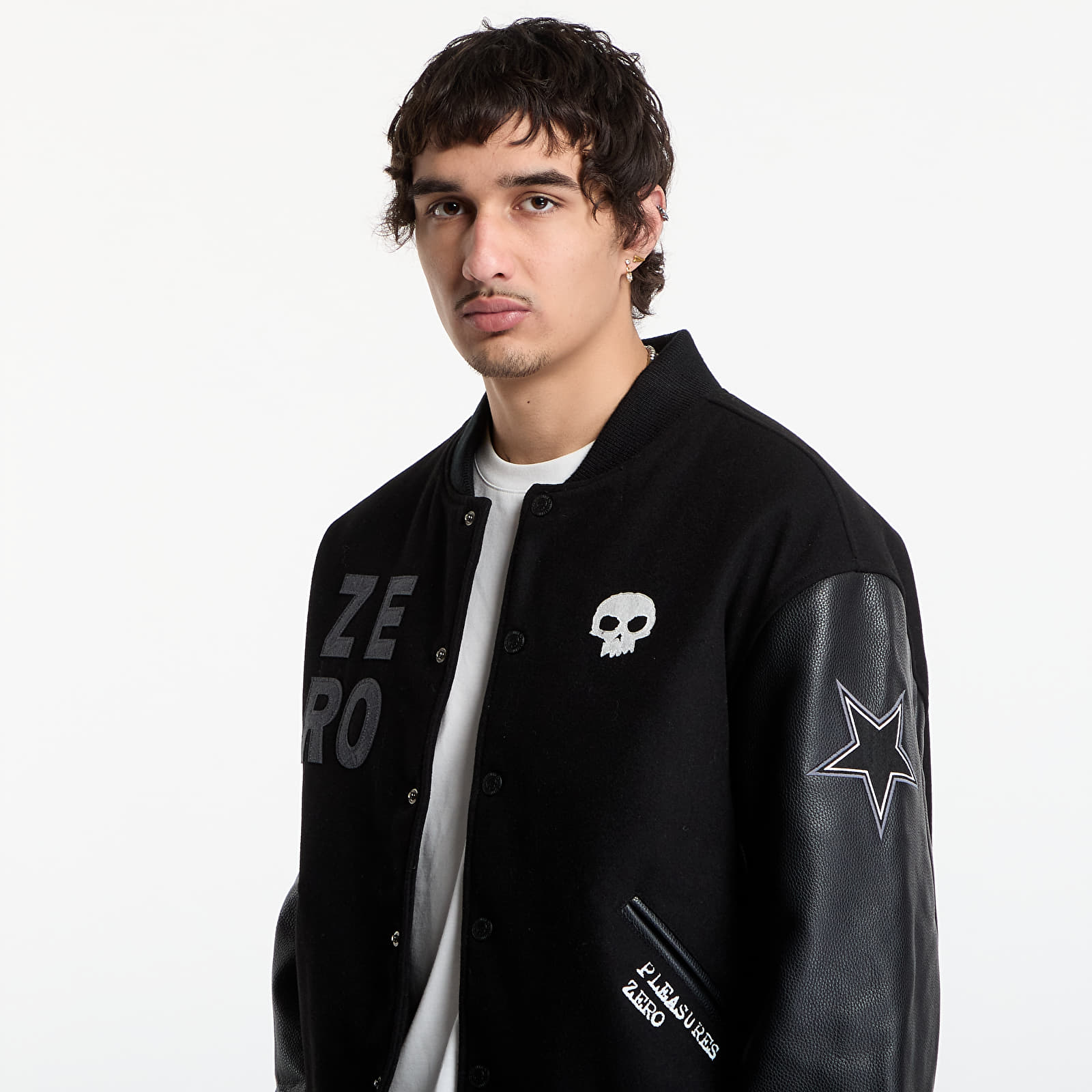 Bomber Jackets PLEASURES Zero Pleasures Varsity Jacket Black