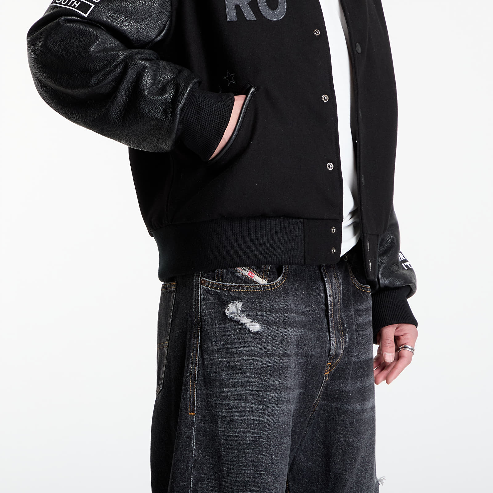 Bomber Jackets PLEASURES Zero Pleasures Varsity Jacket Black