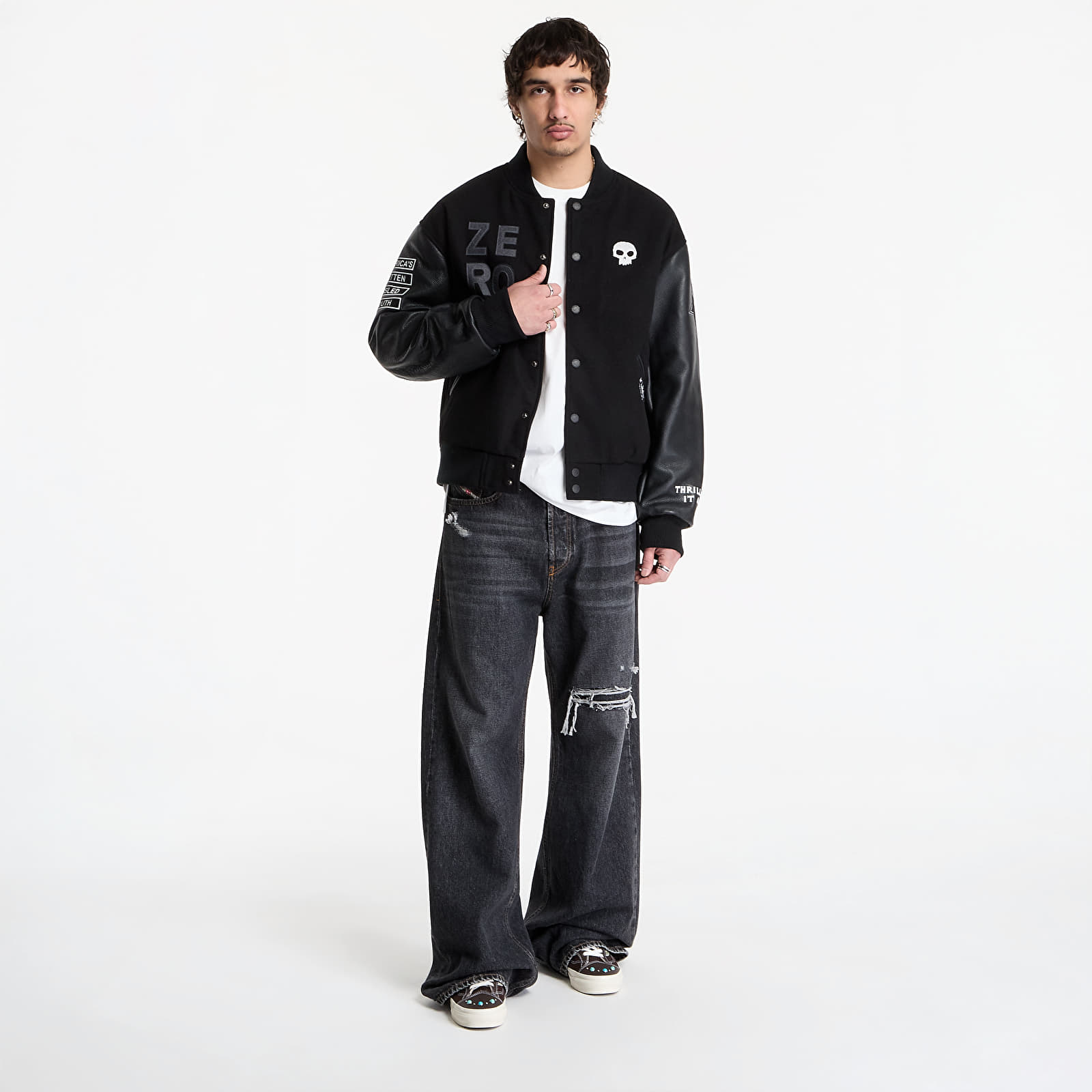 Bomber Jackets PLEASURES Zero Pleasures Varsity Jacket Black