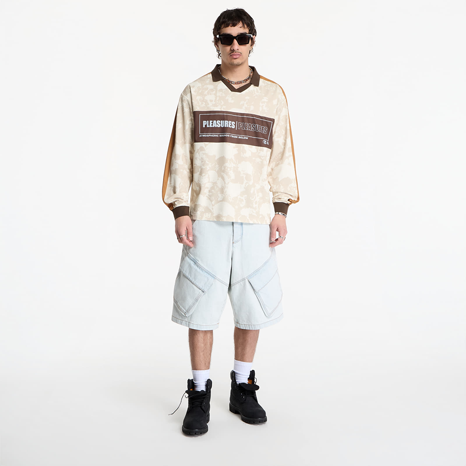Trička PLEASURES Despair Long Sleeve Jersey Ecru