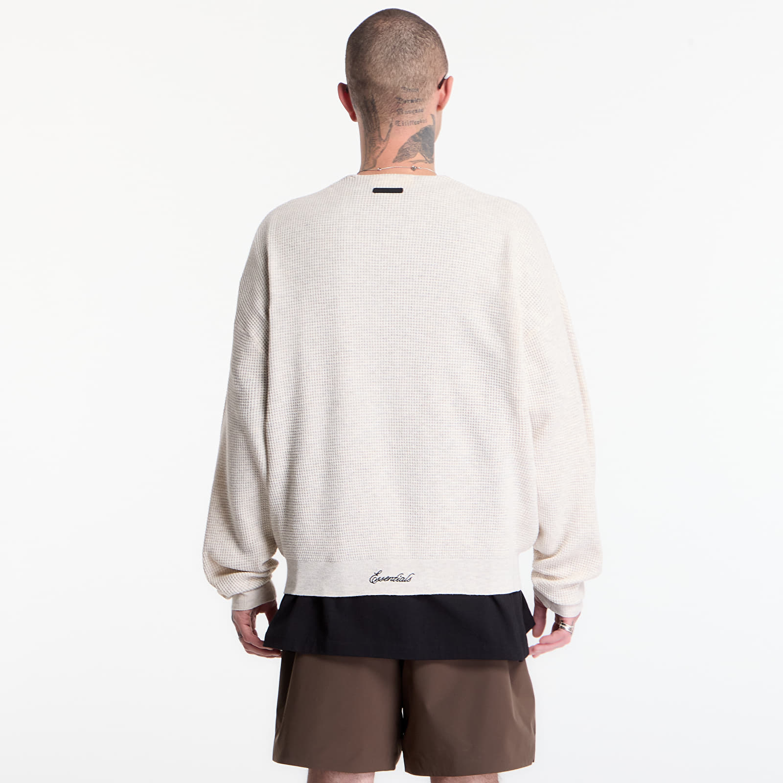 Hoodies and sweatshirts  Fear of God Essentials Signature Waffle 90'S Crewneck Oatmeal Heather/ Blk