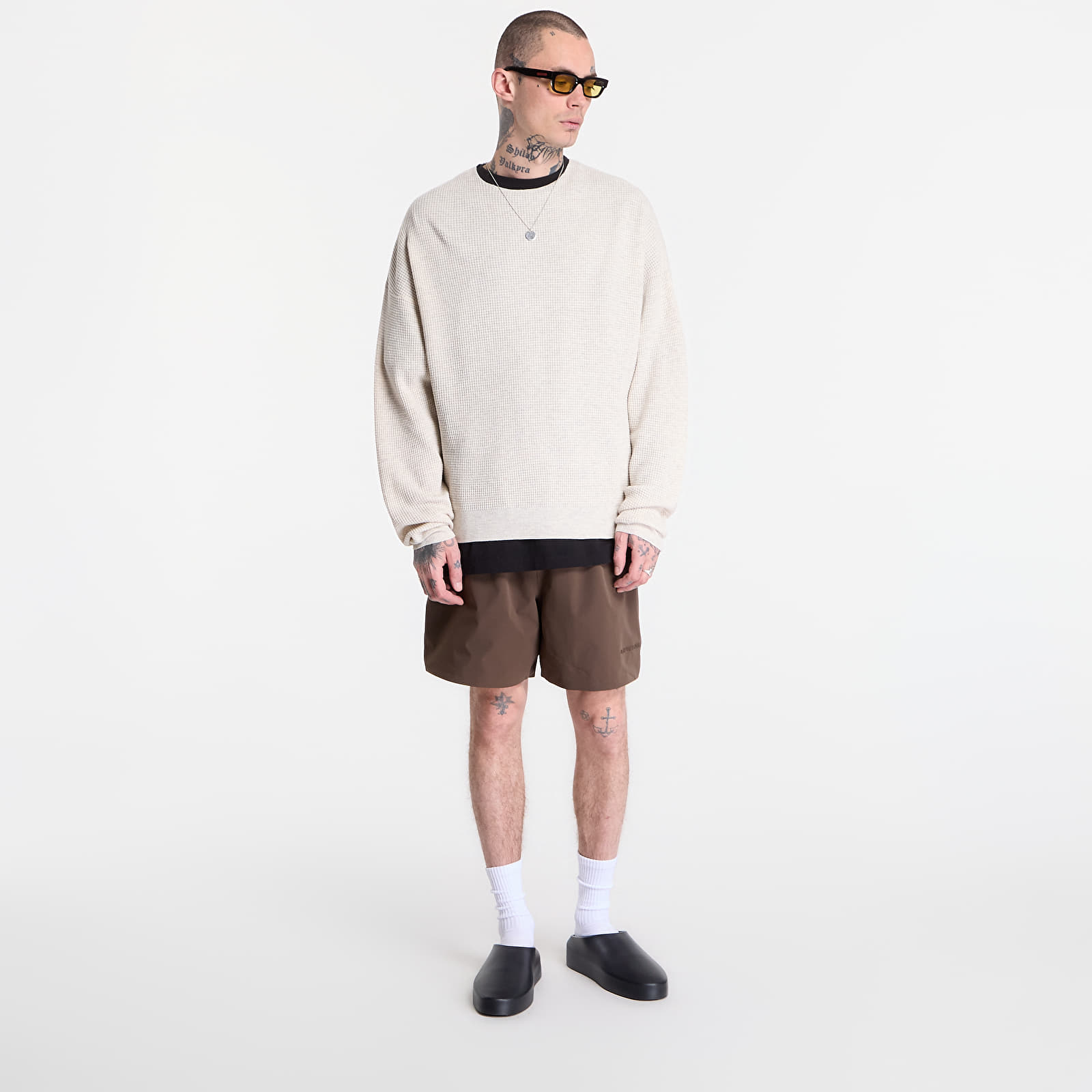 Hoodies and sweatshirts  Fear of God Essentials Signature Waffle 90'S Crewneck Oatmeal Heather/ Blk