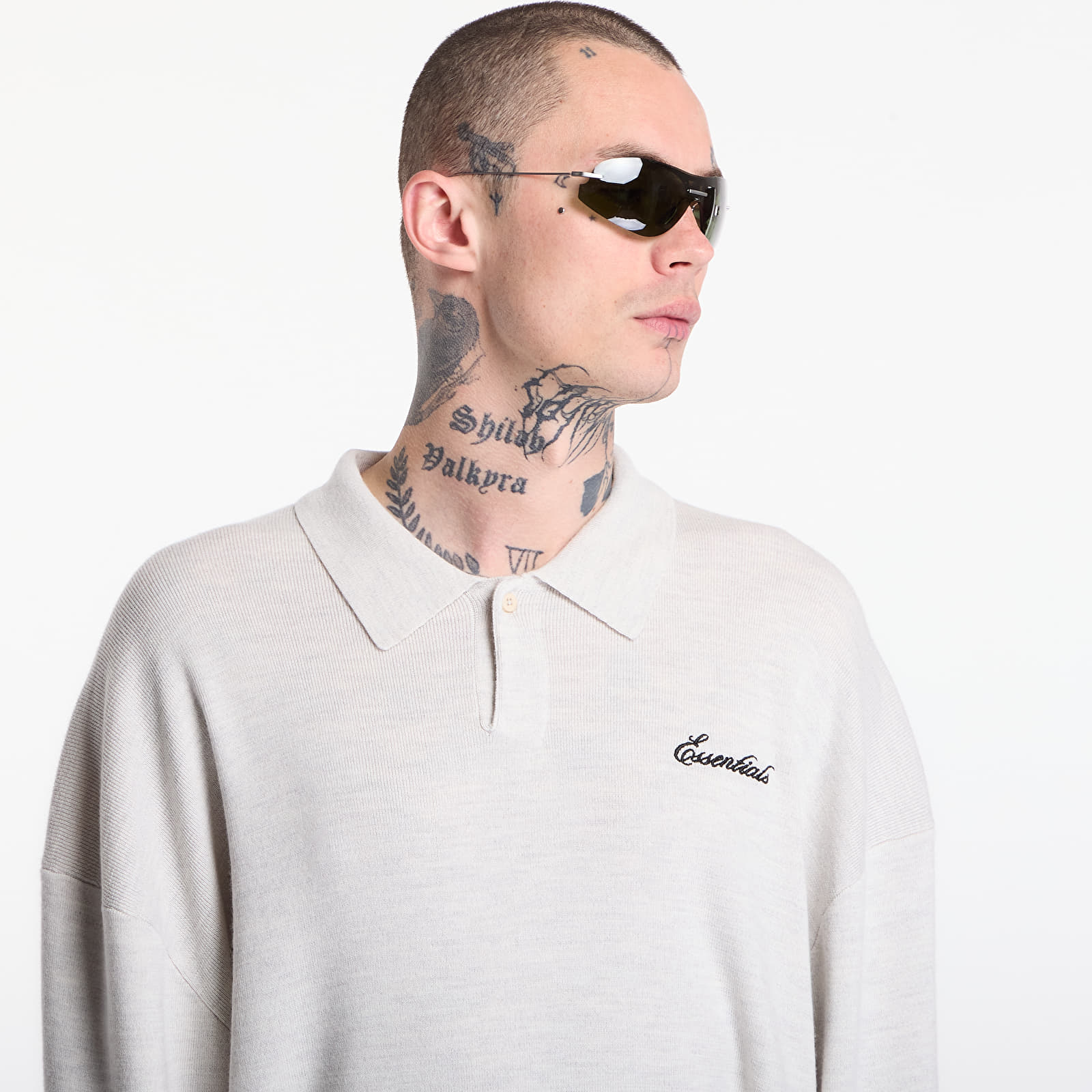 Polo trička Fear of God Essentials Signature 3 4 Sleeve 90'S Polo Heather Oatmeal