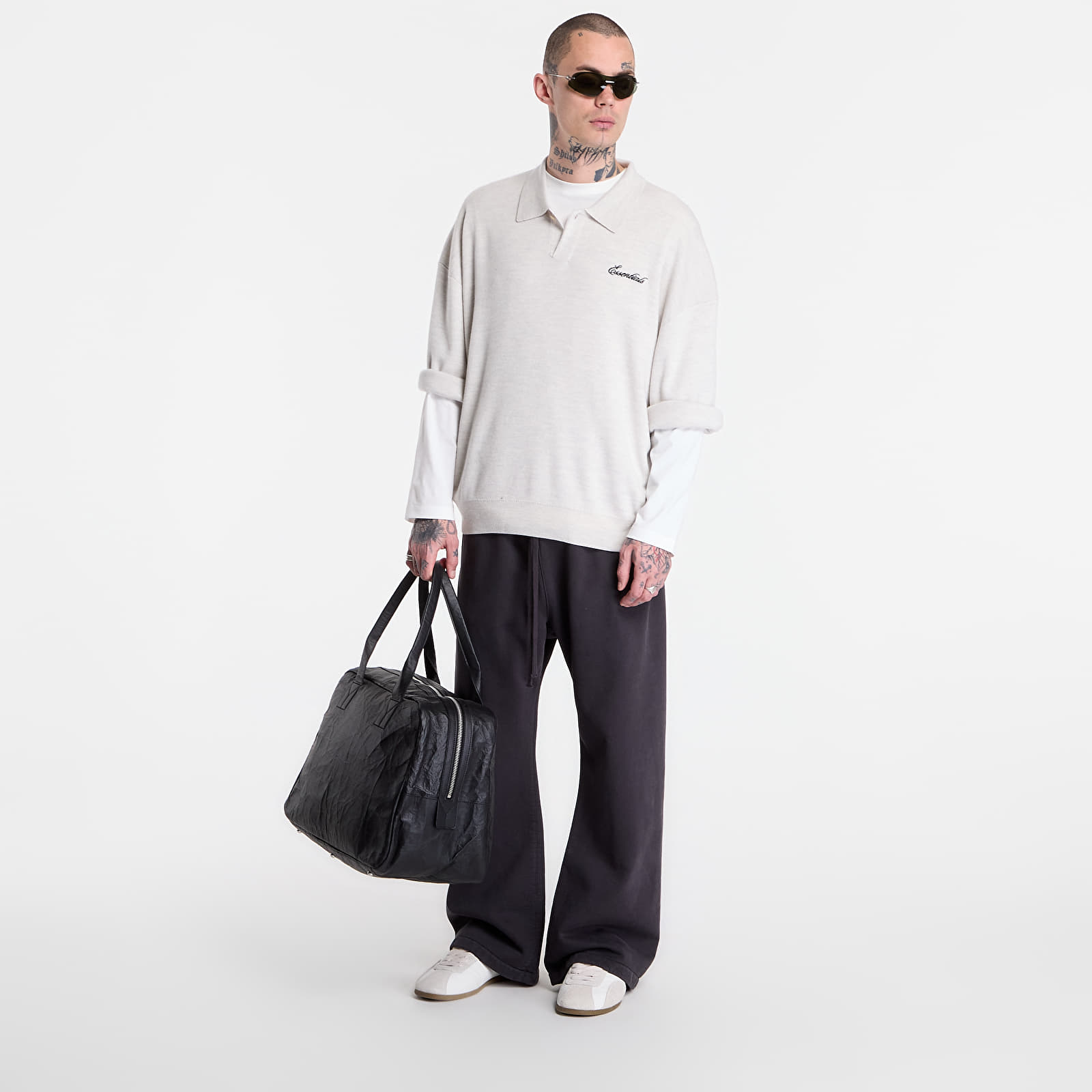 Polo trička Fear of God Essentials Signature 3 4 Sleeve 90'S Polo Heather Oatmeal