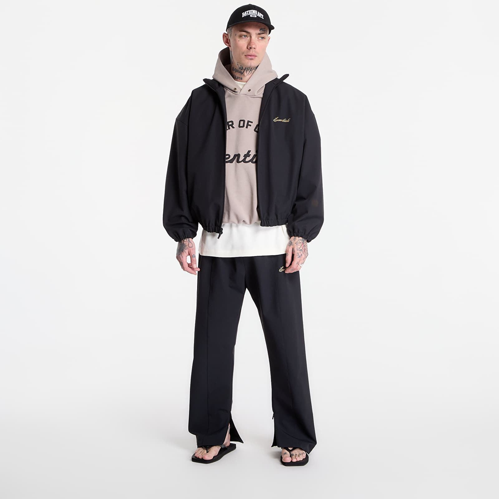 Bundy Fear of God Essentials Signature Full Zip Track Jacket Vintage Black