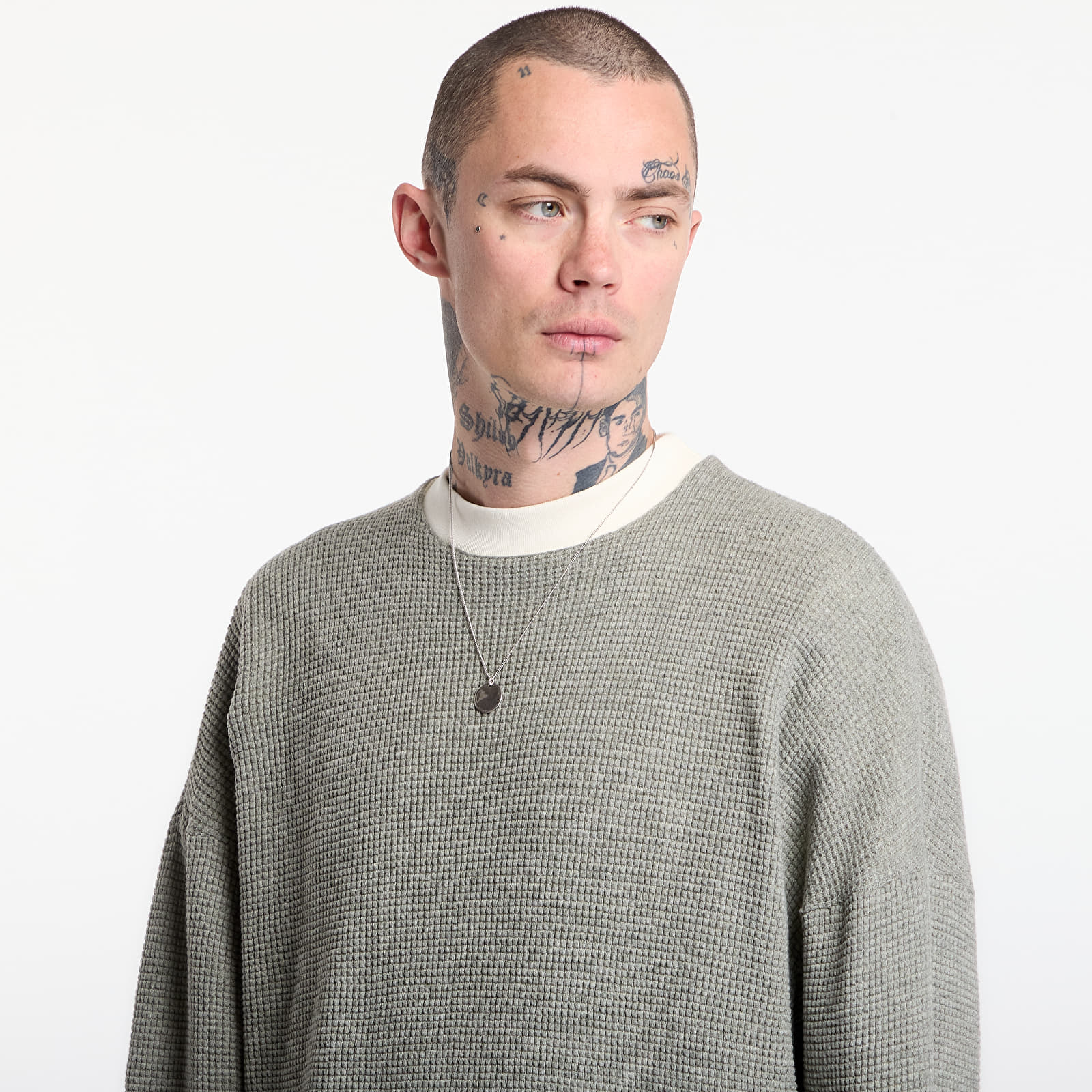 Mikiny Fear of God Essentials Signature Waffle 90'S Crewneck Concrete Heather