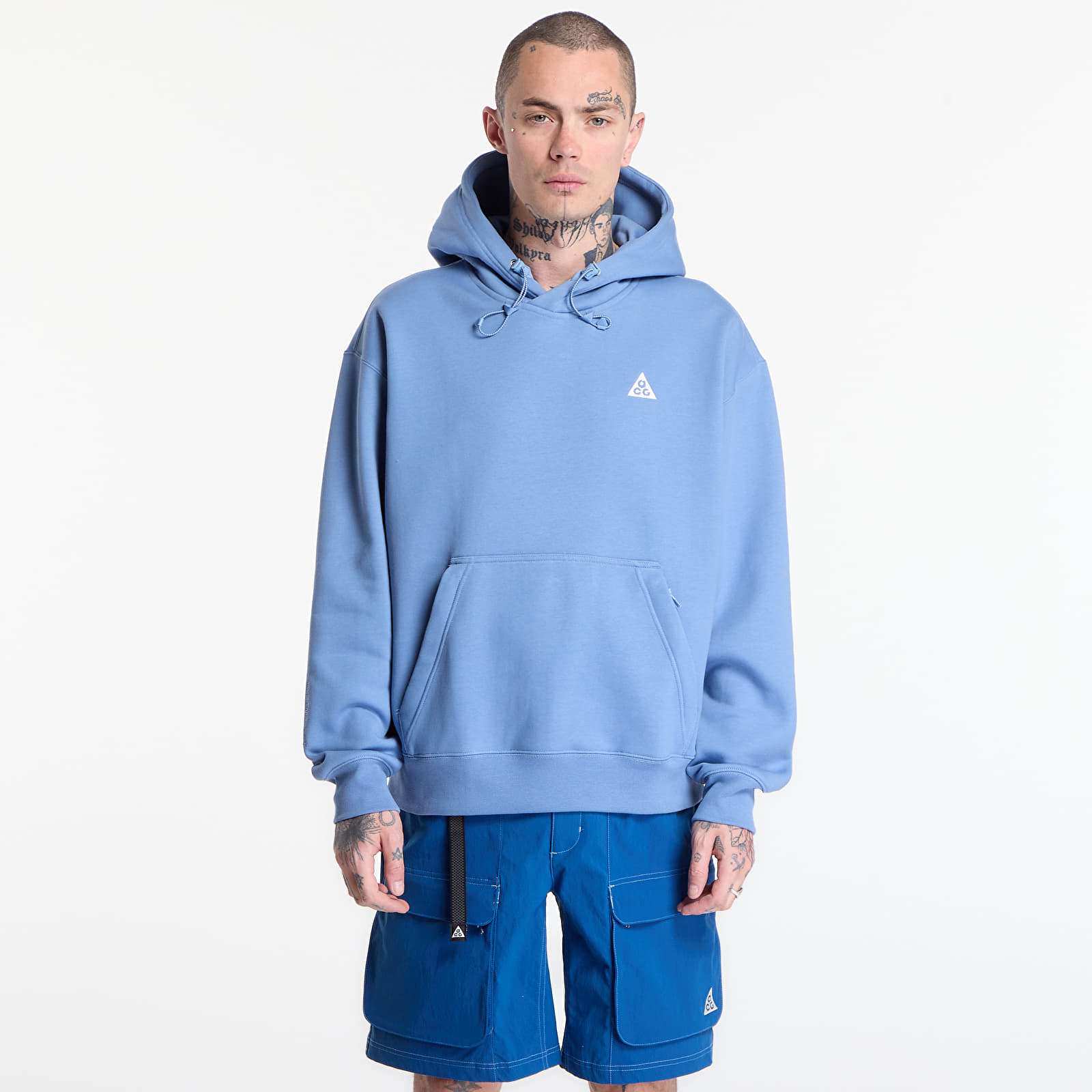 Mikiny Nike ACG "Tuff Fleece" Pullover Hoodie Work Blue/ Sea Glass/ Summit White