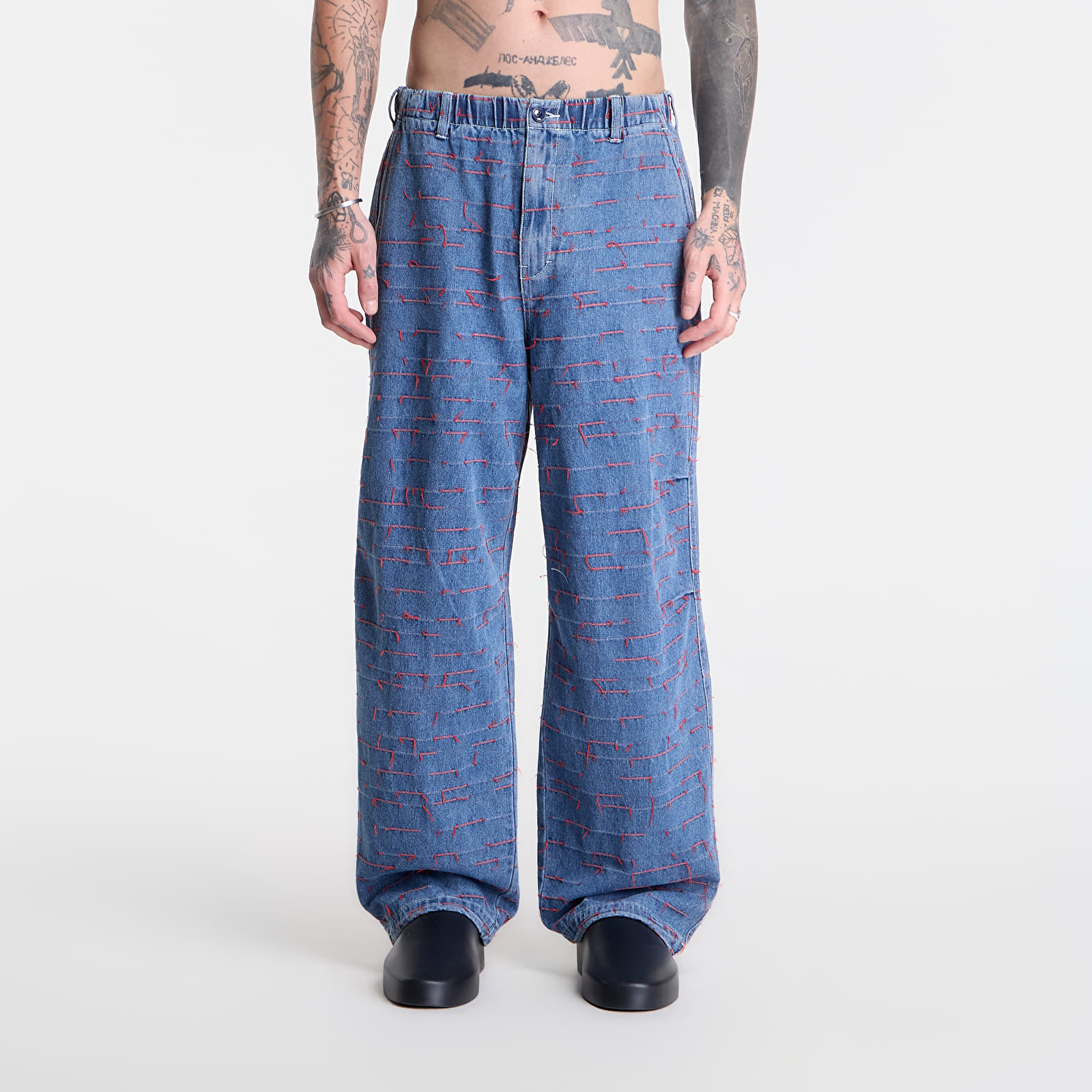 Džíny PLEASURES Strokes Denim Parachute Pants Indigo