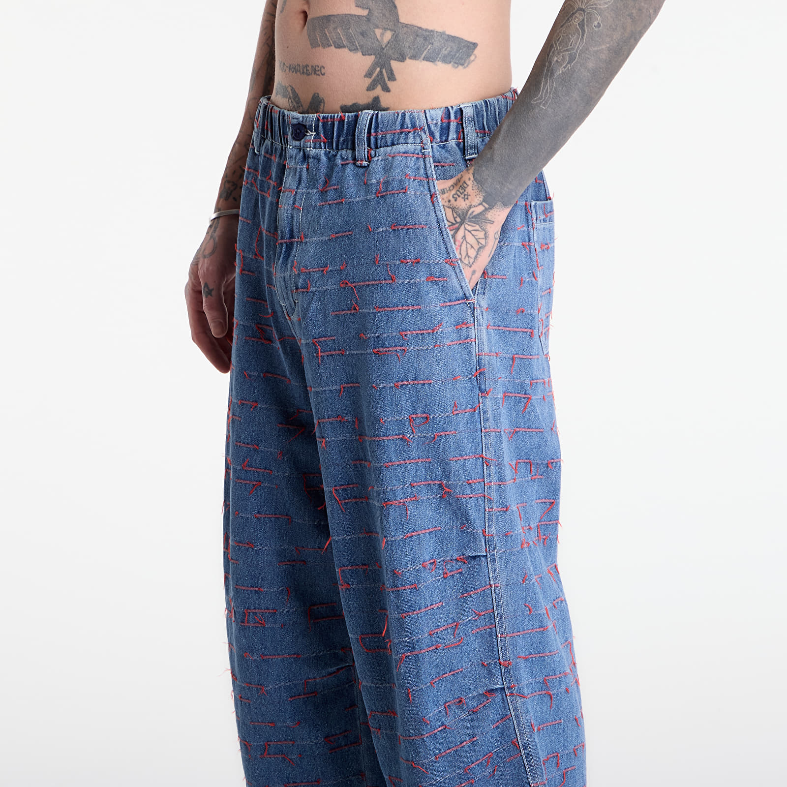 Džíny PLEASURES Strokes Denim Parachute Pants Indigo