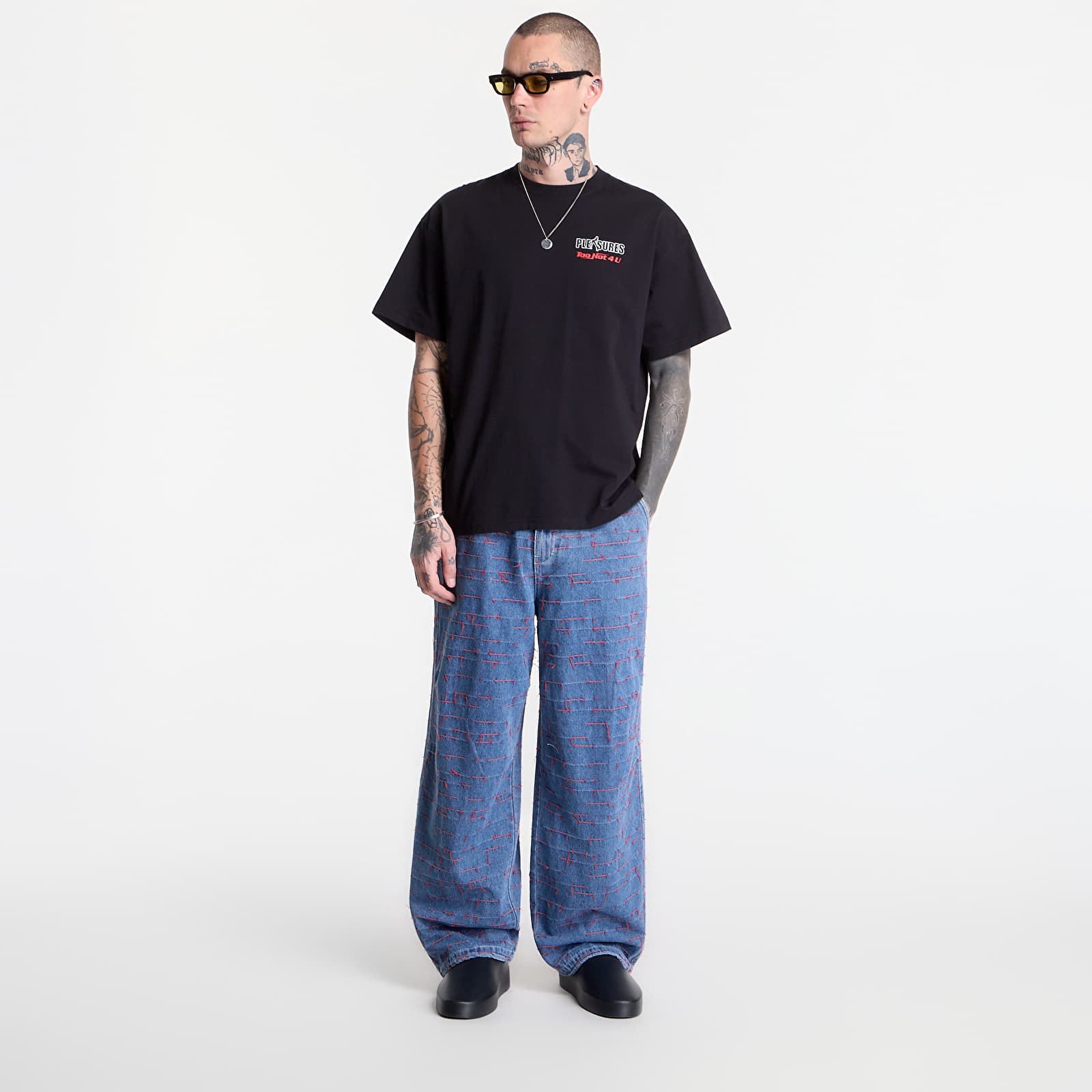 Džíny PLEASURES Strokes Denim Parachute Pants Indigo