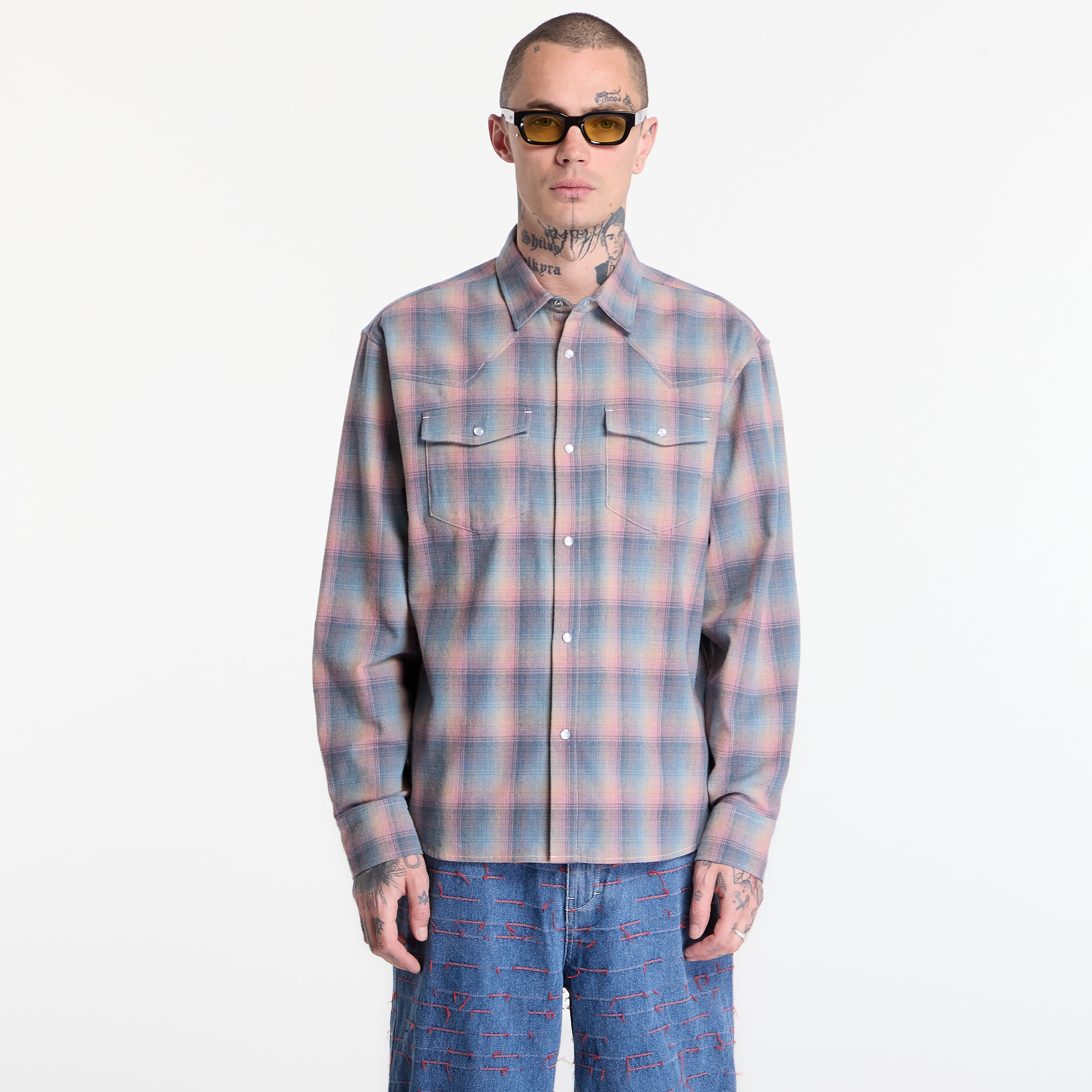 Levně Košile PLEASURES Sender Western Button Up Pink L